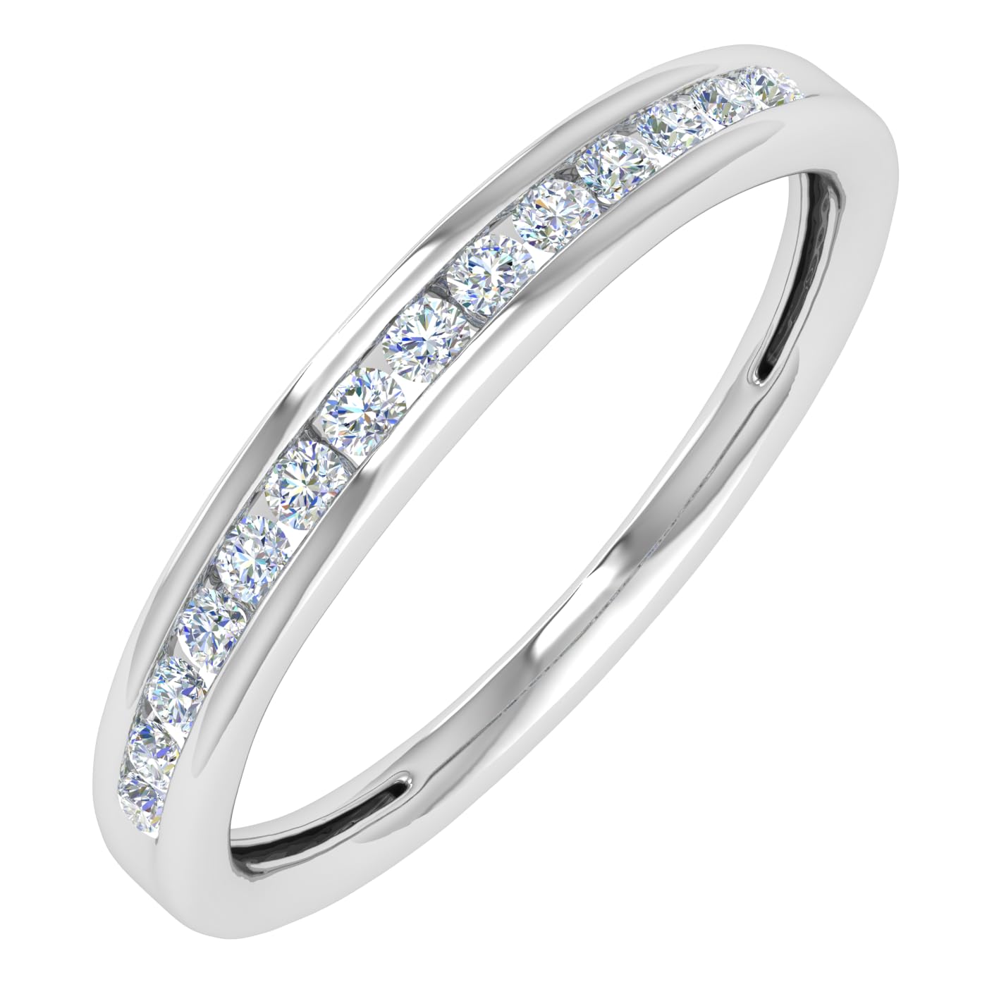 1/5 Carat Channel Set Diamond Wedding Band Ring in 10K Solid Gold - Elegant Bridal Jewelry for Engagement, Anniversary & Special Occasions