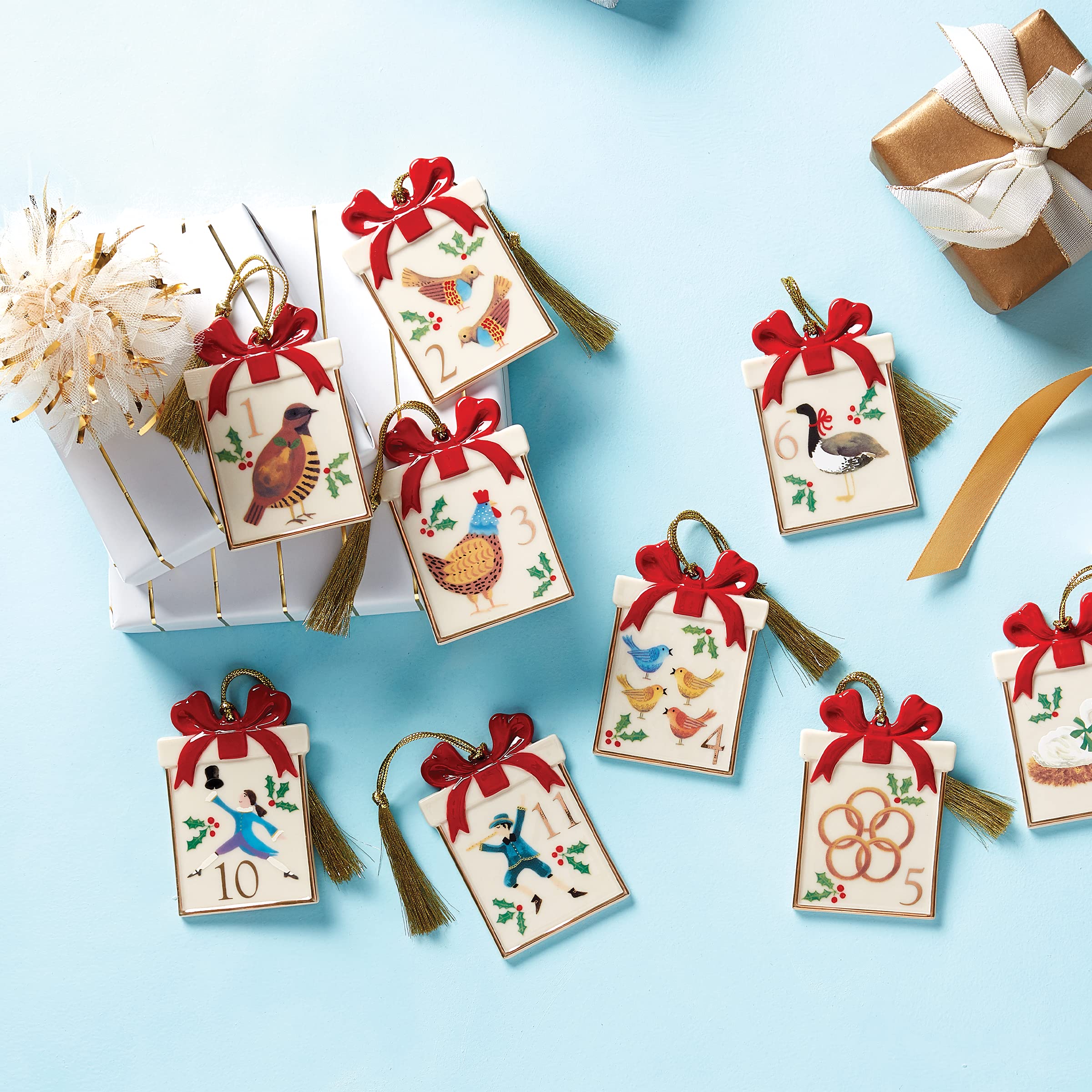 Lenox 893636 Twelve Days of Christmas 12-Piece Ornament Set - Elegant Holiday Decor for Christmas Tree & Home Decoration