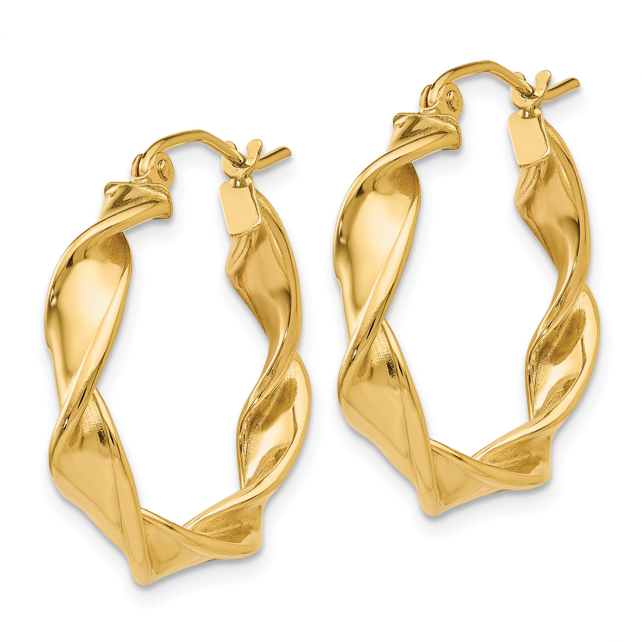 14K Solid Yellow Gold 4mm Twisted Round Small Hoop Earrings for Women - Minimalist Dainty Everyday Jewelry - Perfect for Work, Date Night & Gifts