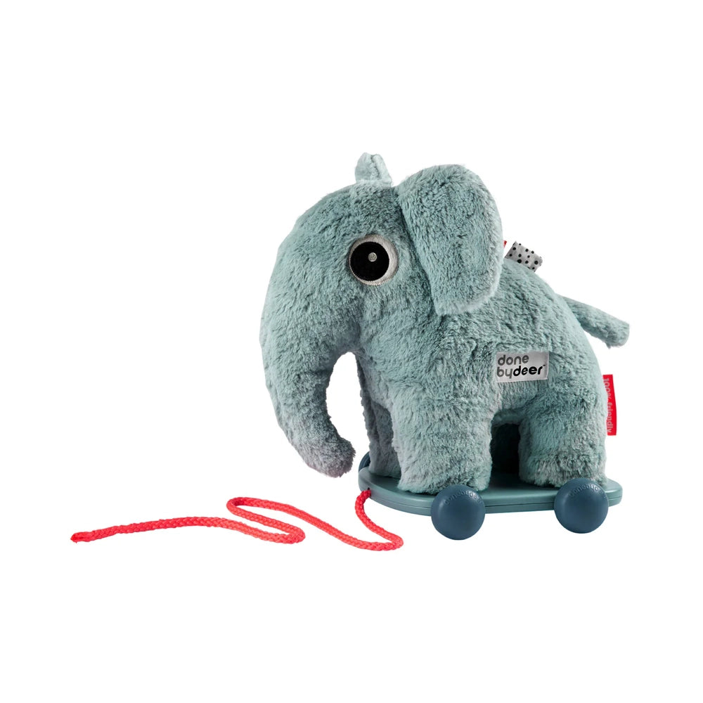 Done by Deer Pull Along Elphee Blue - Adorable Wooden Pull Toy for Toddlers, Perfect for Early Learning & Motor Skill Development - Great Gift for Birthdays & Holidays