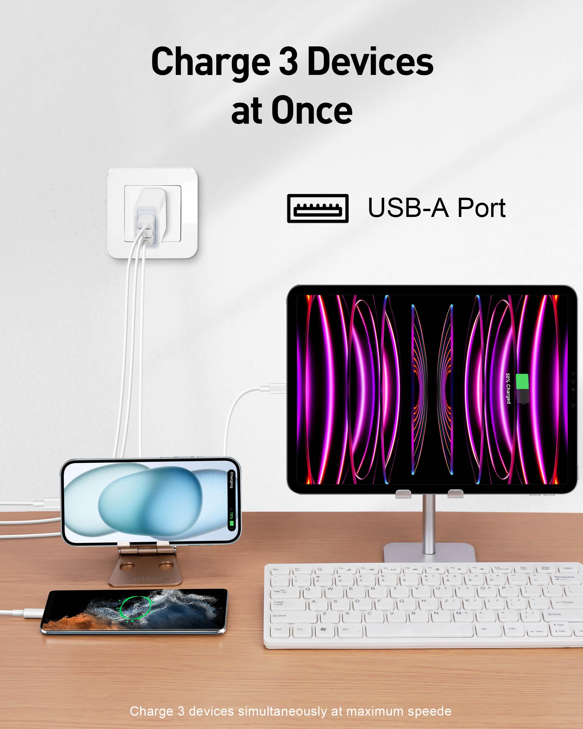 3-Pack 15W USB Wall Charger with 3 Ports - Fast Charging Block for iPhone 14/13/12/11/Pro Max/XS/XR/X/8/7/6S/SE, iPad, Samsung Galaxy, LG & Android Phones - Compact Cube Design for Home, Office & Travel