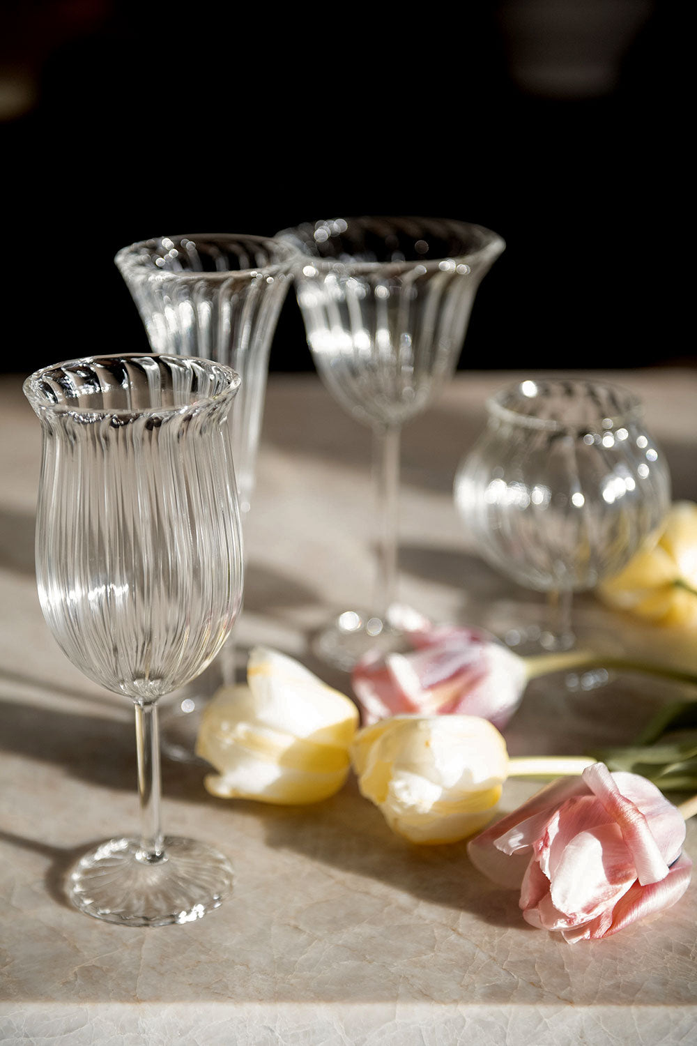 Premium Fluted Tulip Glass Set - Elegant Wine & Champagne Glasses for Fine Dining, Parties & Special Occasions | Perfect for Red Wine, Sparkling Wine & Cocktails