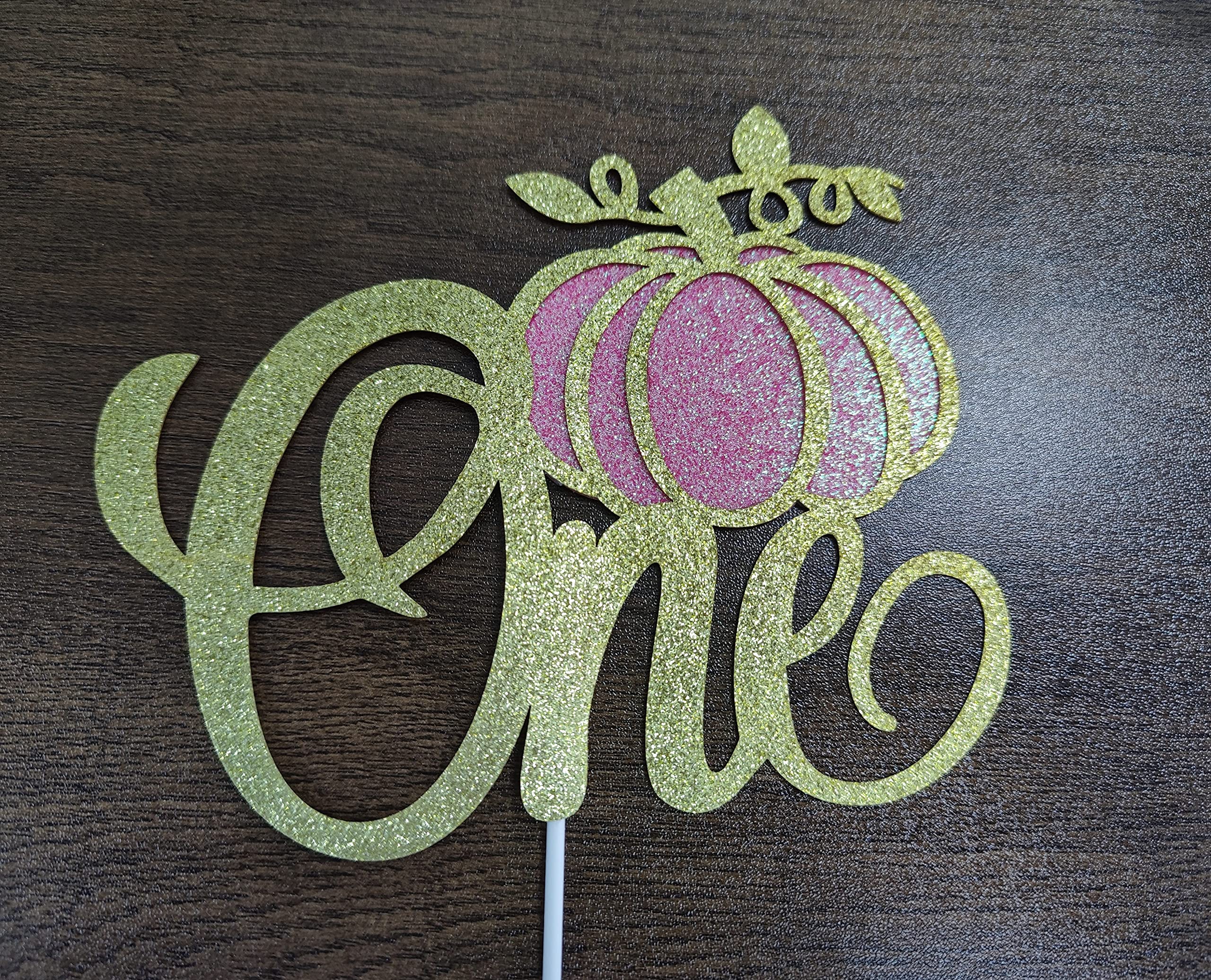 Pink and Gold Pumpkin Cake Topper for 1st Birthday - Fall Themed Decor for Girls | Perfect for Baby's First Birthday Cakes, Cupcakes, and Dessert Tables
