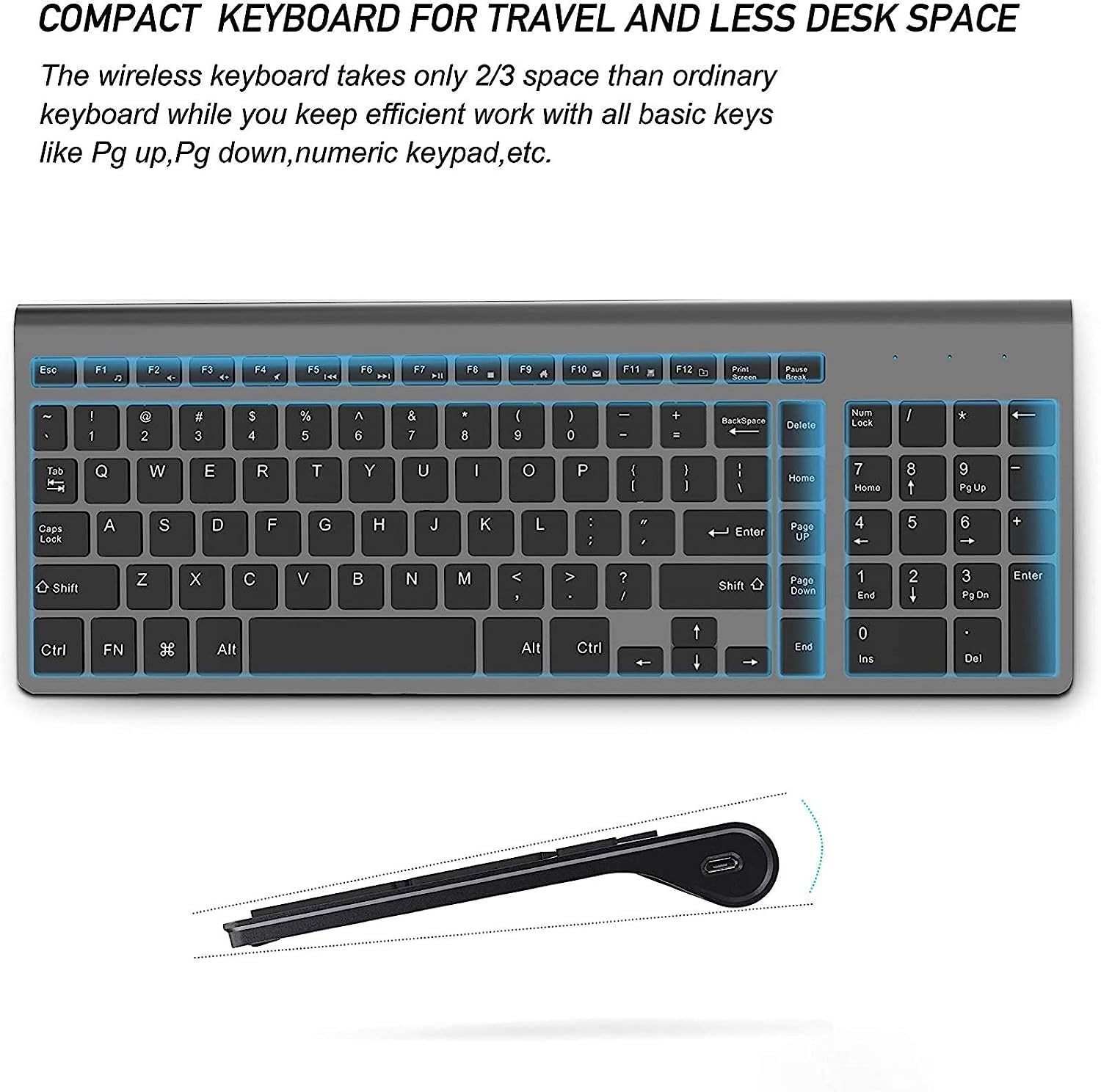 J JOYACCESS 2.4G Wireless Keyboard and Mouse Combo - Ergonomic Design for Comfort Typing, Compatible with PC, Windows, Laptop, Desktop, Chromebook & Mac (Grey) - Perfect for Office Work, Gaming & Home Computing