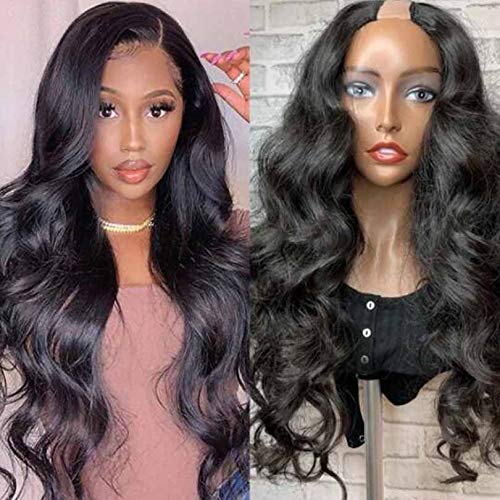 24 Inch 250% Density U-Part Wig - Brazilian Human Hair Body Wave Wig for Women - Natural Brown Color #4 - No Lace Part - Perfect for Daily Wear, Parties & Special Occasions