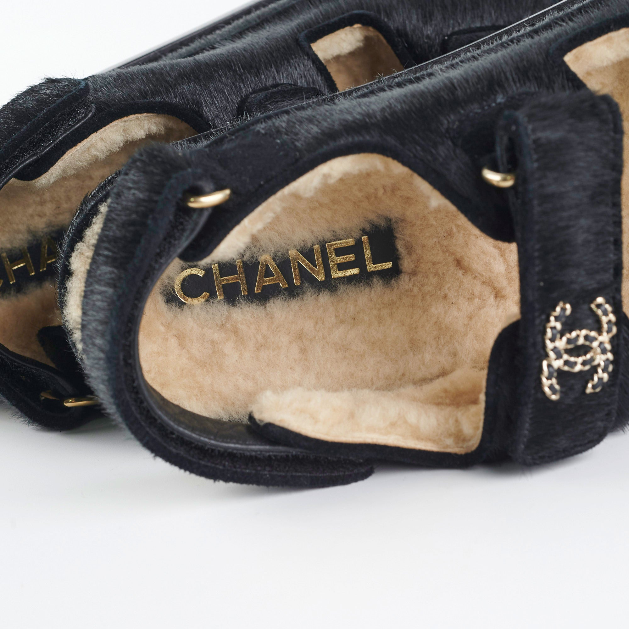 Chanel Black Calf Hair Sandals Size 36 - Luxury Women's Designer Shoes for Summer 2023 | Perfect for Weddings, Parties & Beach Vacations