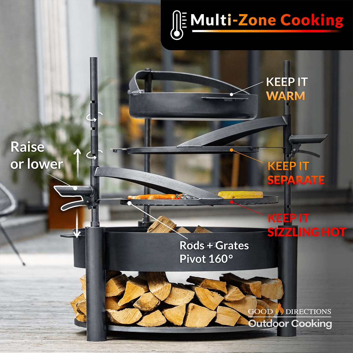 Montana X 32 Deluxe 3-in-1 Fire Pit - Outdoor Wood Burning, Cooking & BBQ Grill - Perfect for Backyard, Camping & Patio Gatherings
