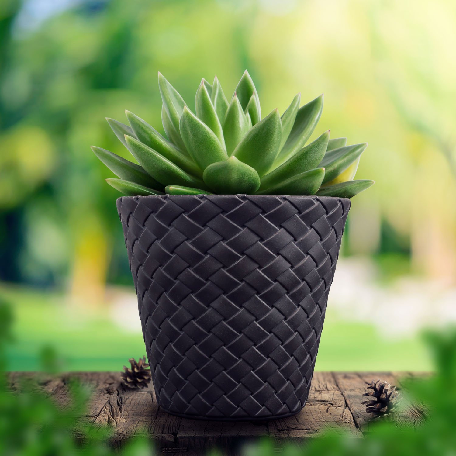 Prosper Plast Massive White Flowerpot Matuba Plastic Rattan Style Planter 60 cm - Durable Indoor/Outdoor Decorative Plant Container for Home Garden, Patio, and Balcony