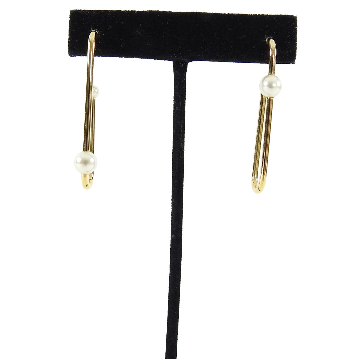 Dior Gold Wire & Pearl Long Hoop Earrings for Women - Luxury Fashion Jewelry for Parties, Weddings & Special Occasions