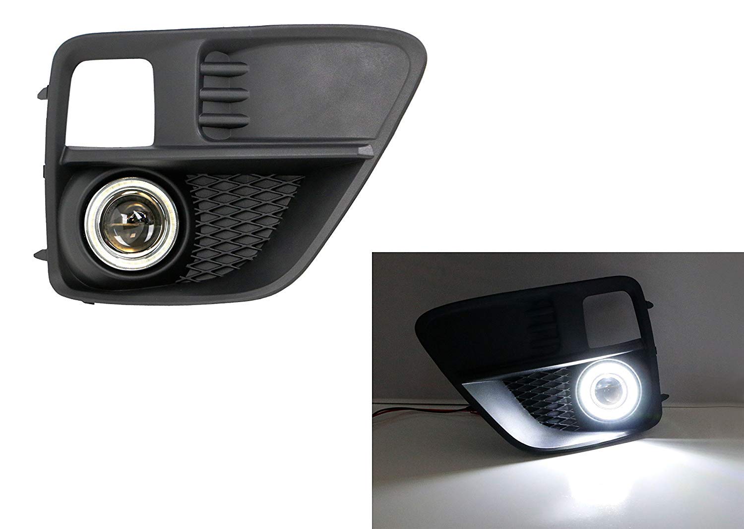 iJDMTOY LED Projector Fog Lights Kit for 2015-2017 Subaru WRX & STi - 40-SMD LED Halo Ring Parking Lights, 2 LED Fog Lamps, Matte Bezel Covers & Relay Harness with Switch - Upgrade Your Night Driving Visibility & Style