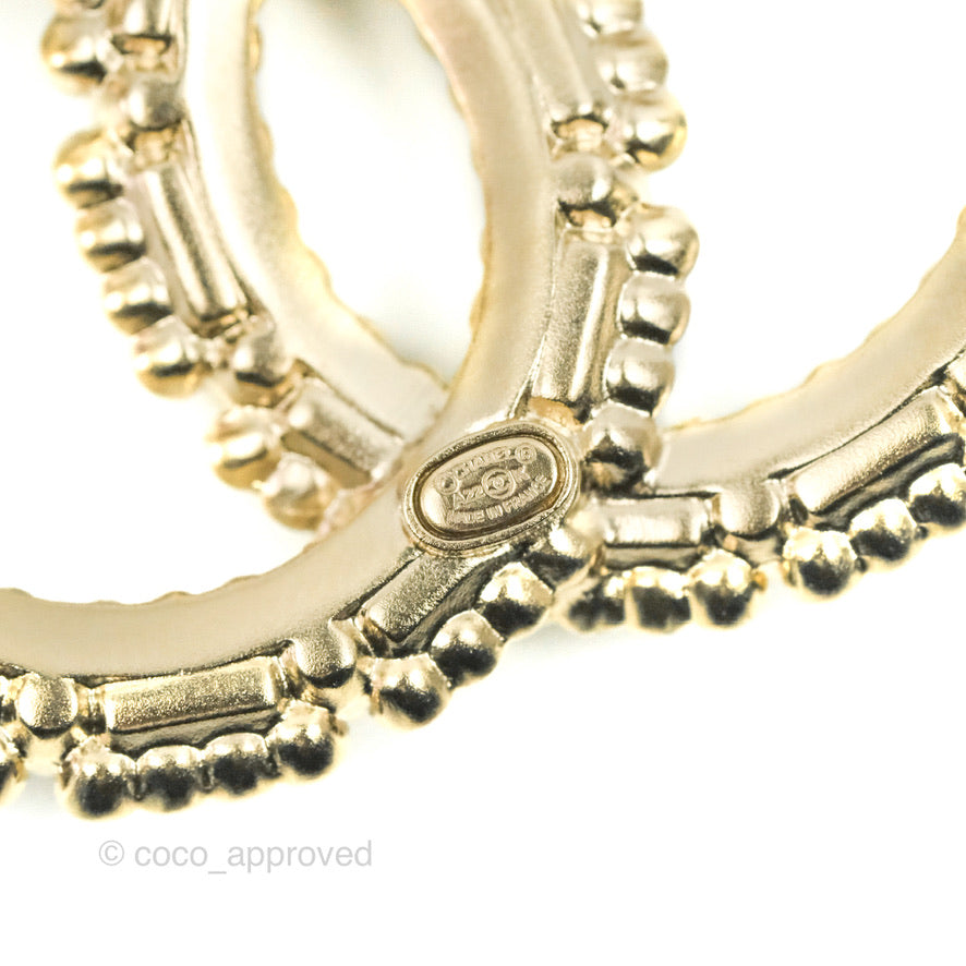 Chanel CC Crystal Pearl Brooch 22K Gold - Elegant Women's Fashion Accessory for Dresses, Jackets & Handbags