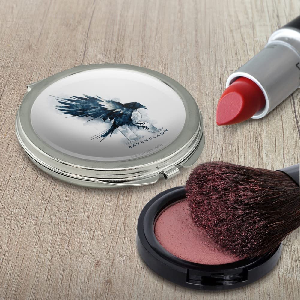Harry Potter Ravenclaw Watercolor Crest Compact Travel Purse Handbag with Mirror - Stylish Makeup Bag for Cosmetics, Travel & Daily Use | Perfect Gift for Harry Potter Fans