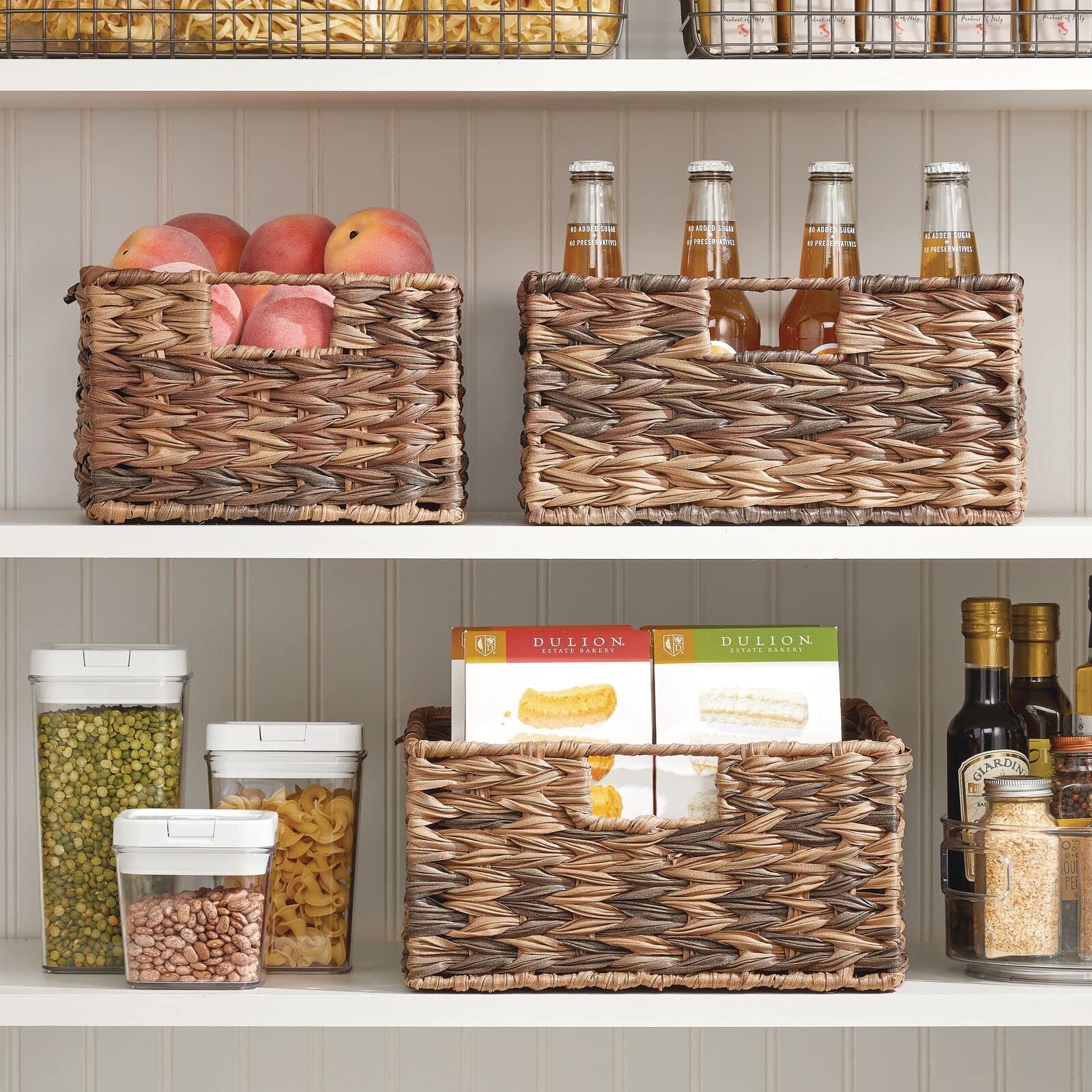 mDesign Woven Plastic Storage Bins - 6 Pack Brown Ombre Baskets (12x13x6 Inches) for Home Organization, Closet, Bathroom & Nursery Storage