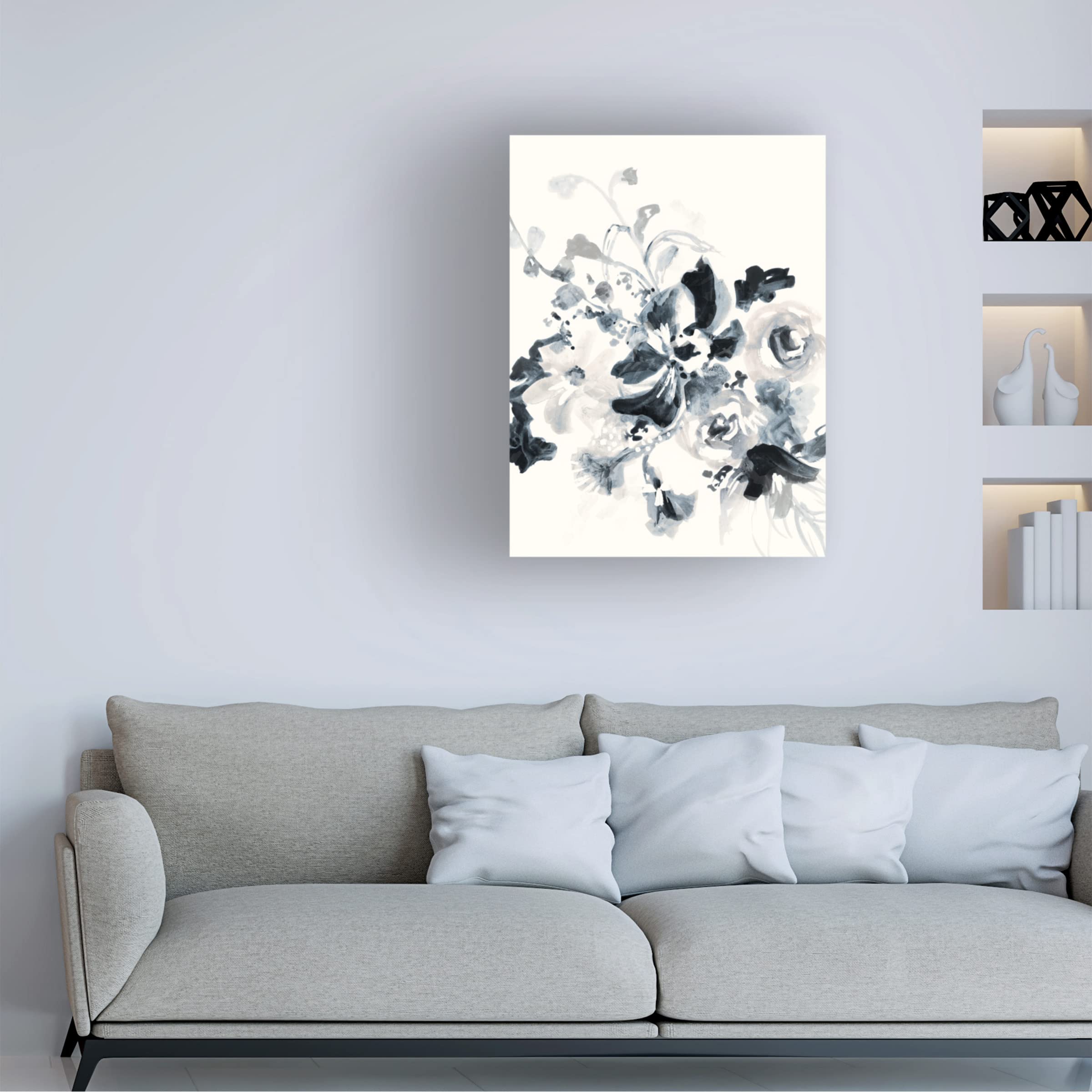 Victoria Barnes 'Floral Entanglement I' Canvas Wall Art Print - Modern Floral Home Decor for Living Room, Bedroom & Office - Ready to Hang Framed Painting