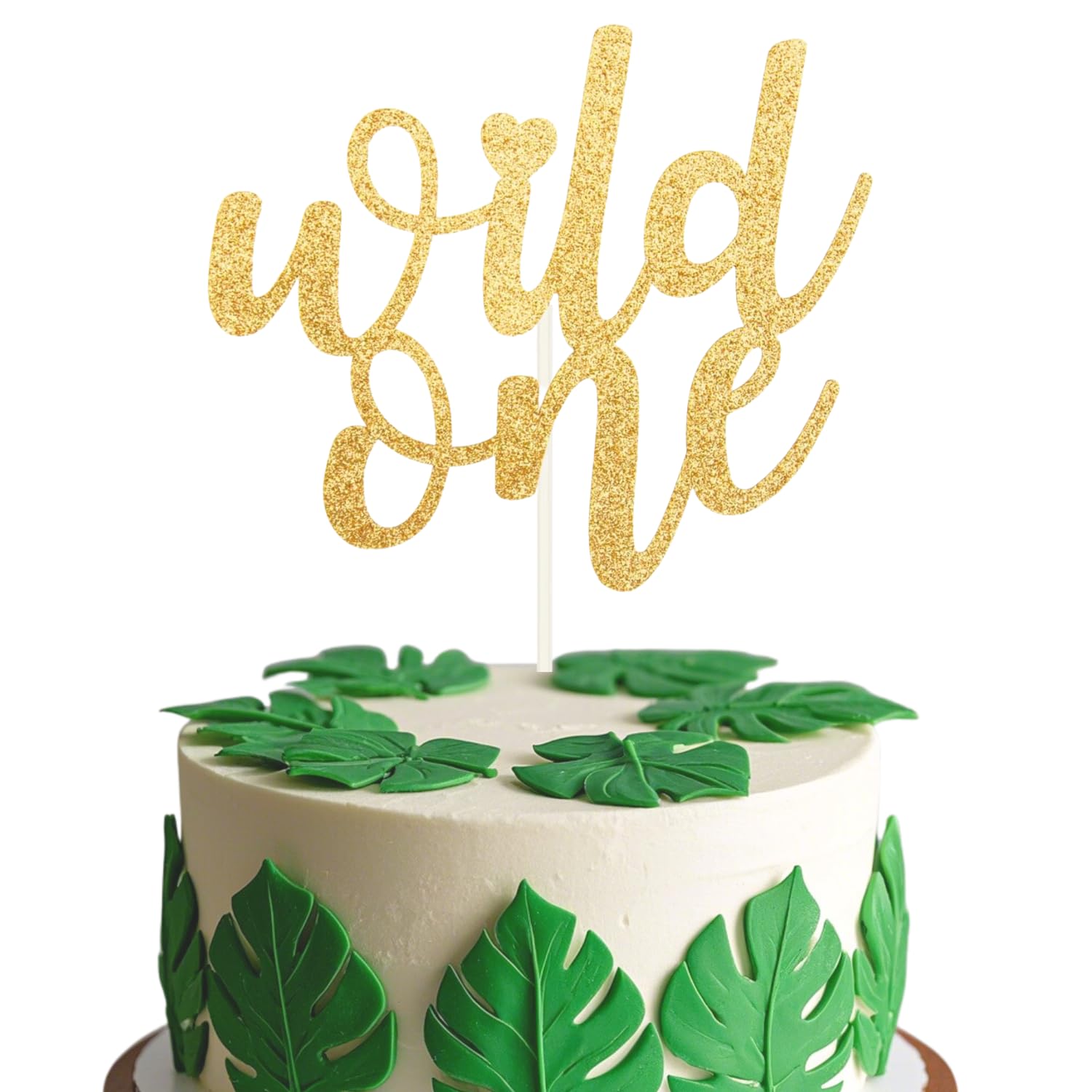 ALISSAR Glitter Double Sided Gold Wide Cake Topper for 1st Birthday Party Decorations - Perfect for Baby Boy and Girl First Birthday Cakes, Cupcakes, and Dessert Tables - Elegant Gold and Glitter Design for Celebrations