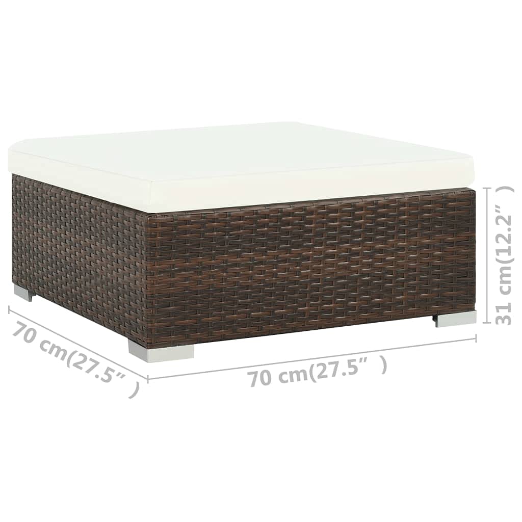 6-Piece Brown Poly Rattan Patio Lounge Set with Cushions - Outdoor Furniture for Garden, Poolside & Backyard (116 lbs)