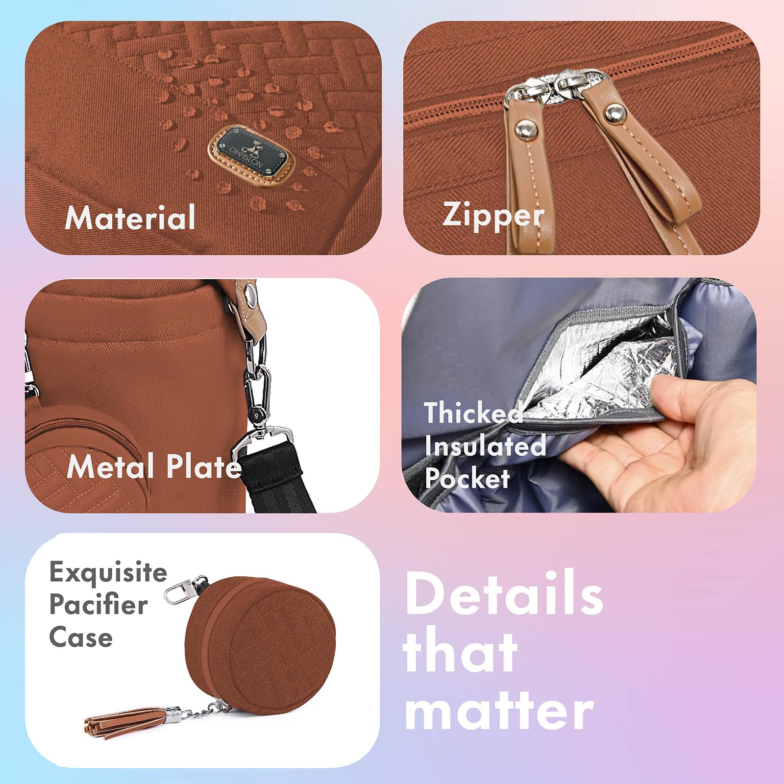 Waterproof Diaper Bag Tote with Changing Mat & Pacifier Holder - Large Maternity Backpack for Moms & Dads - Perfect for Travel, Daycare & Family Outings