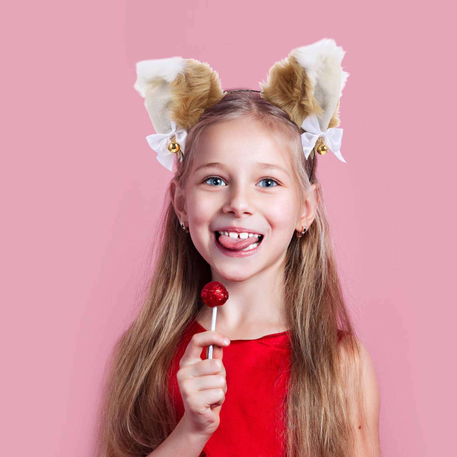 Uonlytech Fox Ears Headband - Faux Fur Animal Ears Hair Hoop with Bells for Anime Cosplay, Fancy Dress Party, Halloween Costume Accessories | Perfect for Cosplay Events, Halloween Parties, and Themed Gatherings