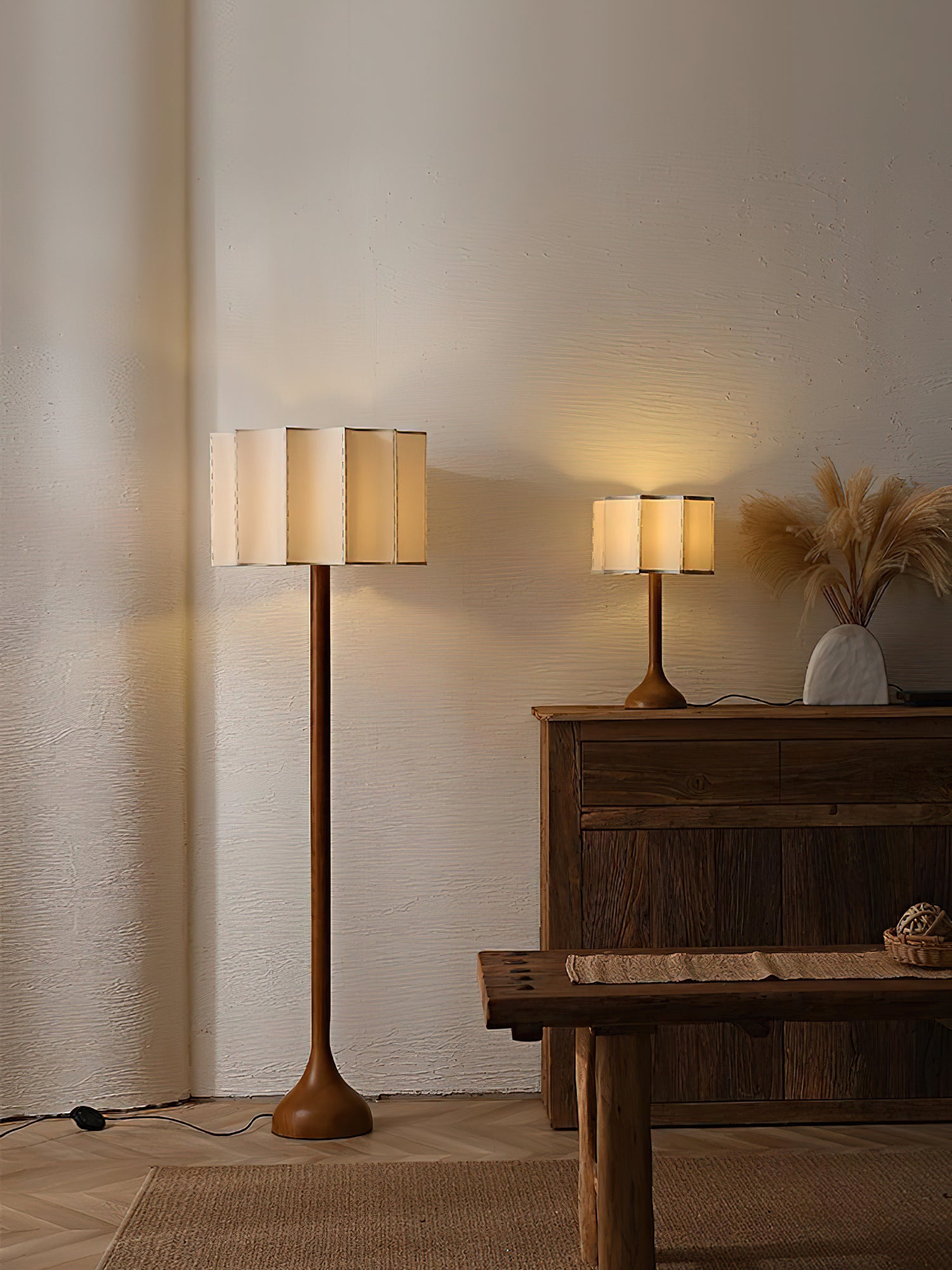 Modern Hakka Floor Lamp with Adjustable Brightness - Stylish Standing Light for Living Room, Bedroom & Office - Perfect for Reading, Relaxing & Ambient Lighting