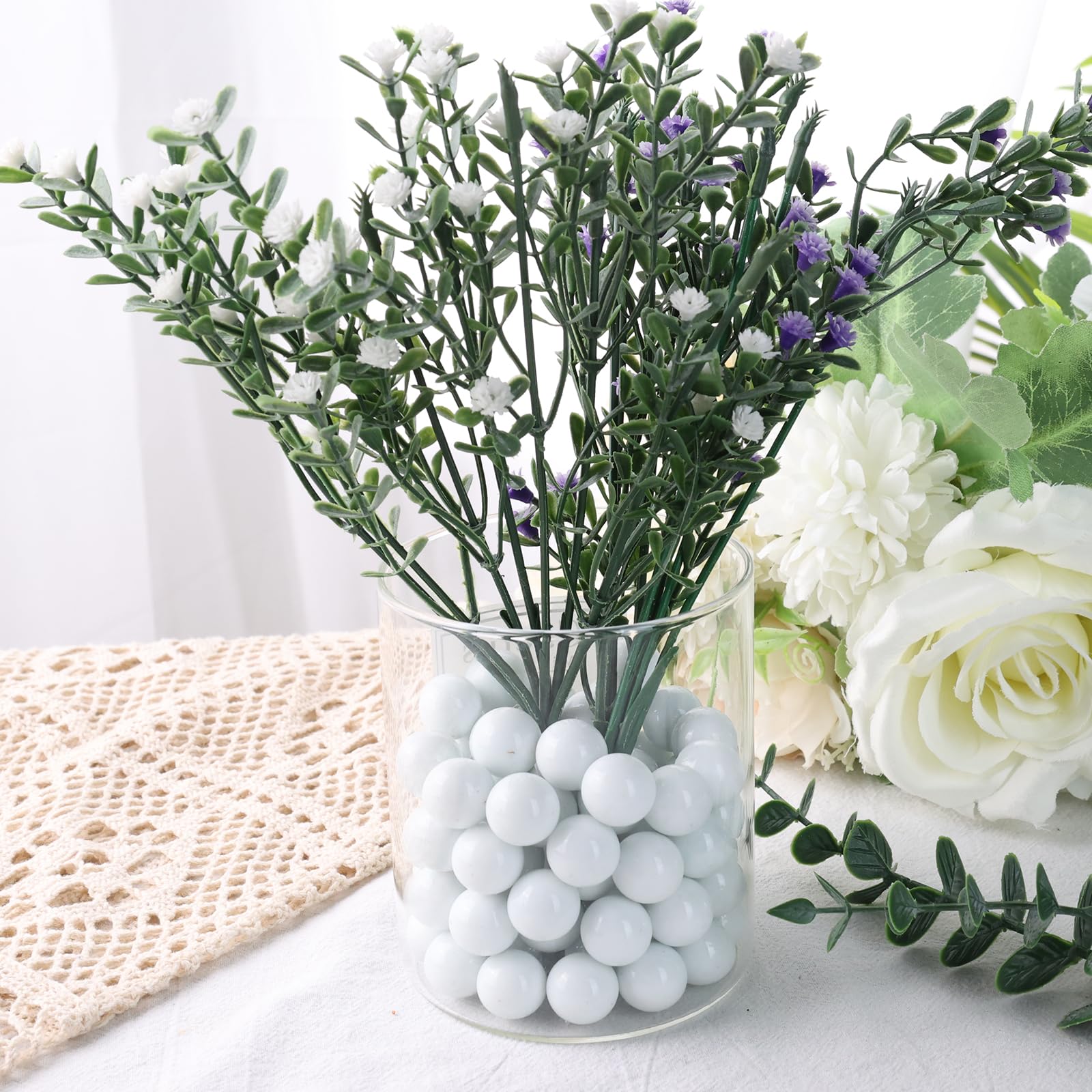DomeStar 1LB Bulk Glass Marbles - 0.63 Inch White Vase Fillers for Home Decor, DIY Crafts, Wedding Centerpieces & Floral Arrangements