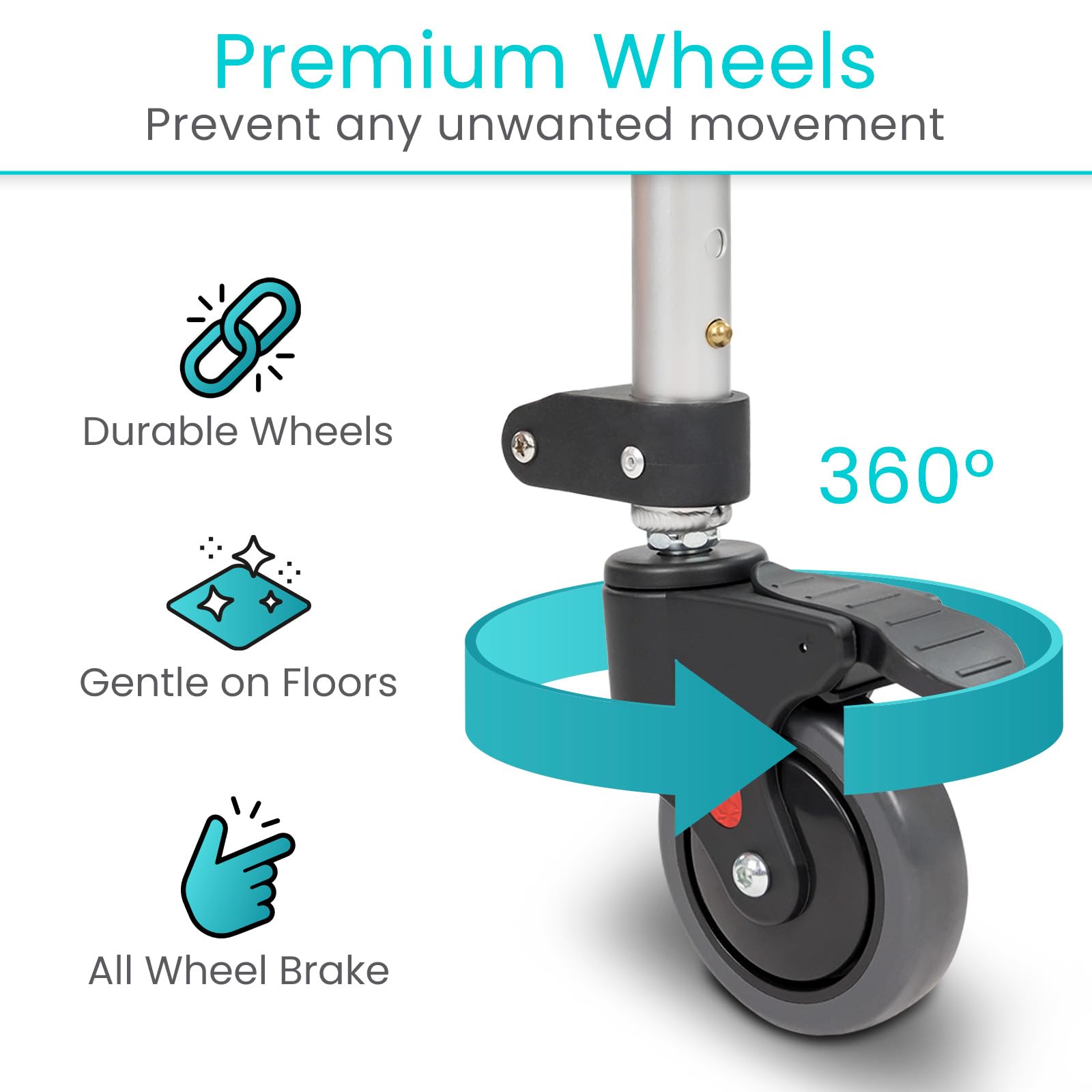 Vive Commode Shower Chair with Wheels - Adjustable Height Rolling Toilet Seat for Elderly, Disabled & Seniors - Bathroom Safety Transfer Chair with Arms, Non-Slip Footrest & Removable Bucket - Ideal for Home Care, Assisted Living & Mobility Assistance