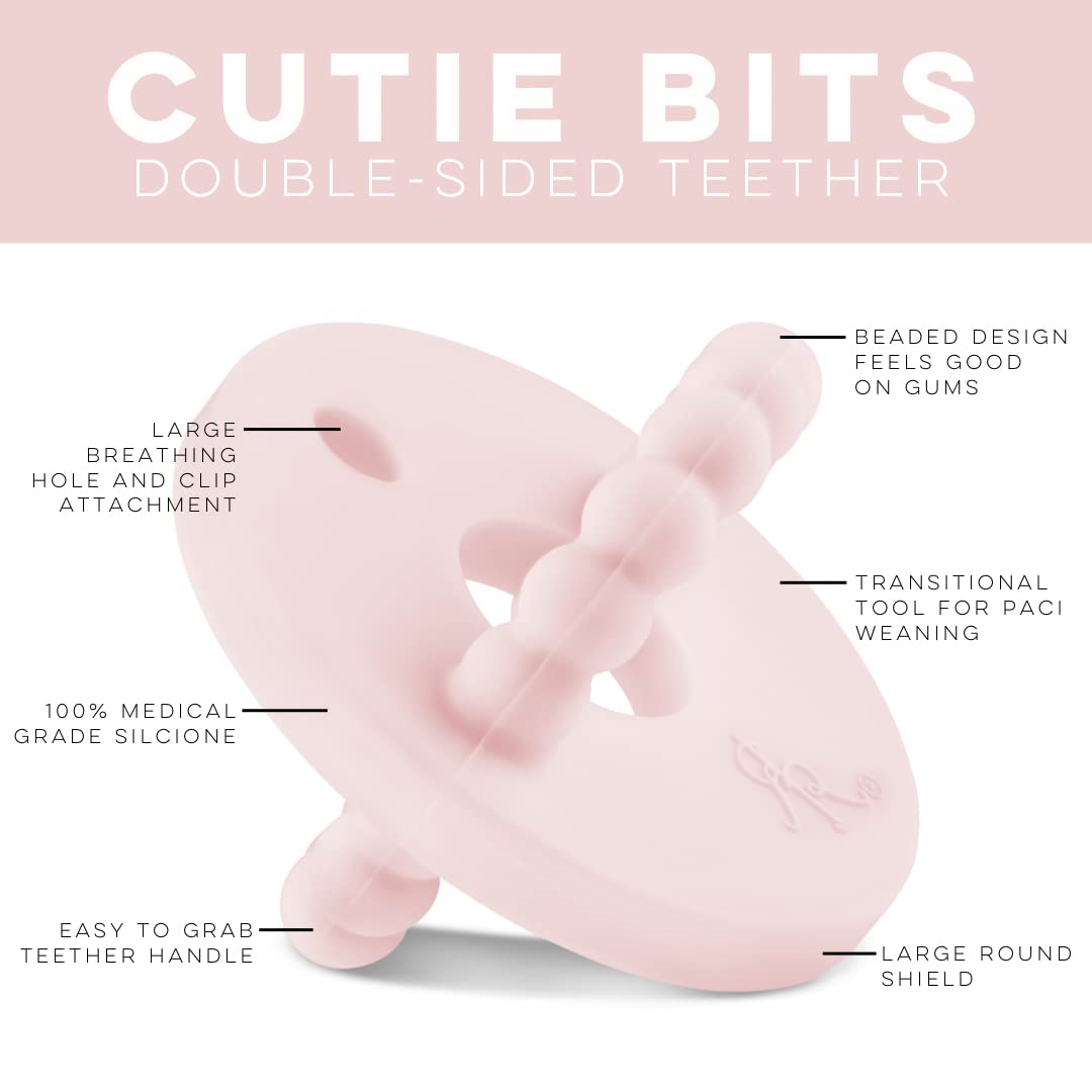 Ryan and Rose Cutie Bit Teether - Pink Baby Teething Toy for Soothing Sore Gums | Perfect for Infants & Toddlers at Home, Travel & Daycare