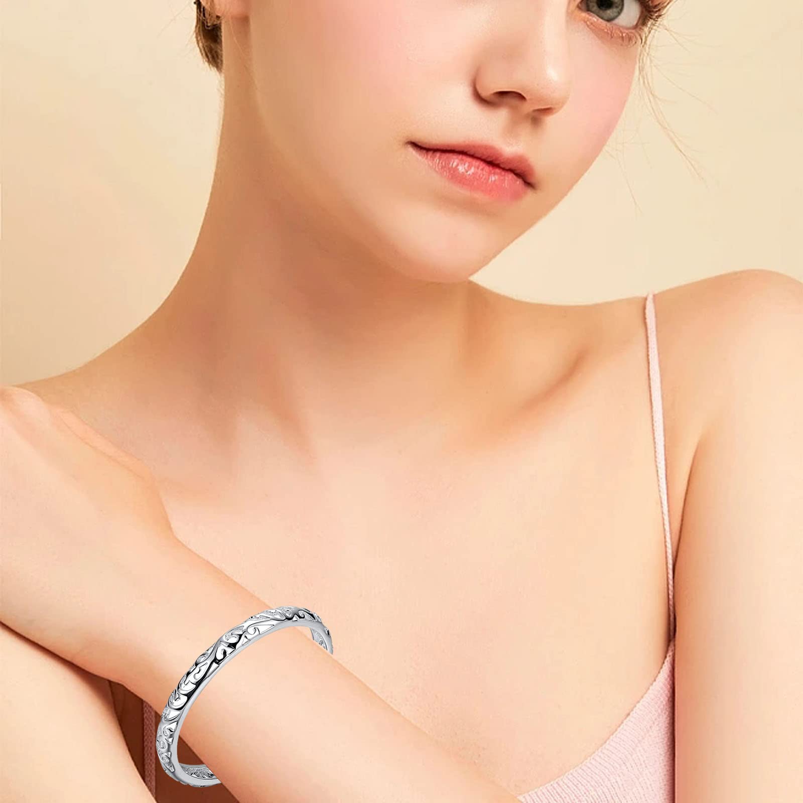 Sterling Silver Bangle Bracelet for Women - Elegant Open Cuff Bracelet | Fashion Jewelry Gift for Her | Perfect for Everyday Wear, Parties & Special Occasions