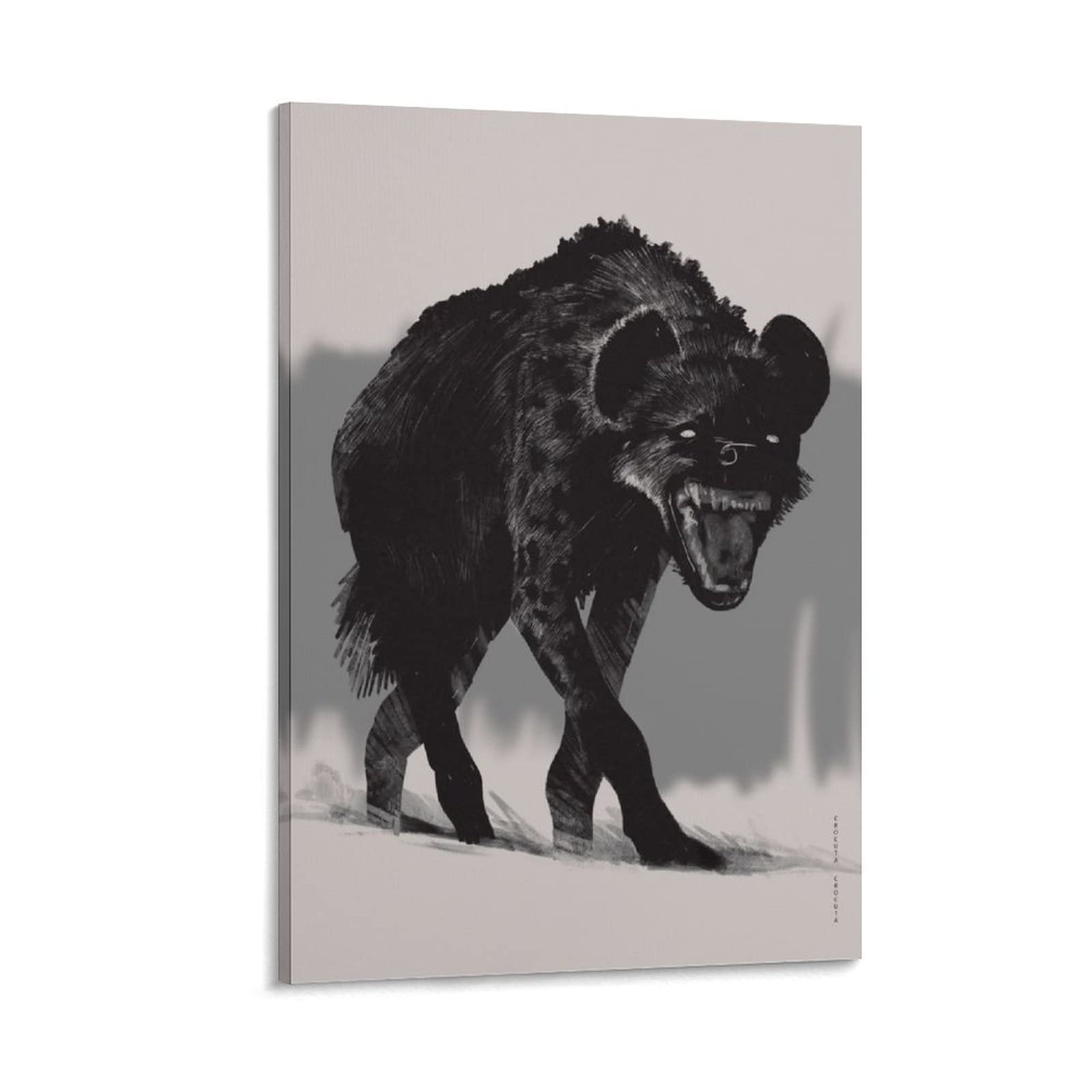 Hyena Canvas Wall Art - 24x36 Inch (60x90cm) Animal Poster for Living Room, Bedroom, Kitchen & Nursery Decor | Premium Wildlife Painting for Home & Office Decoration