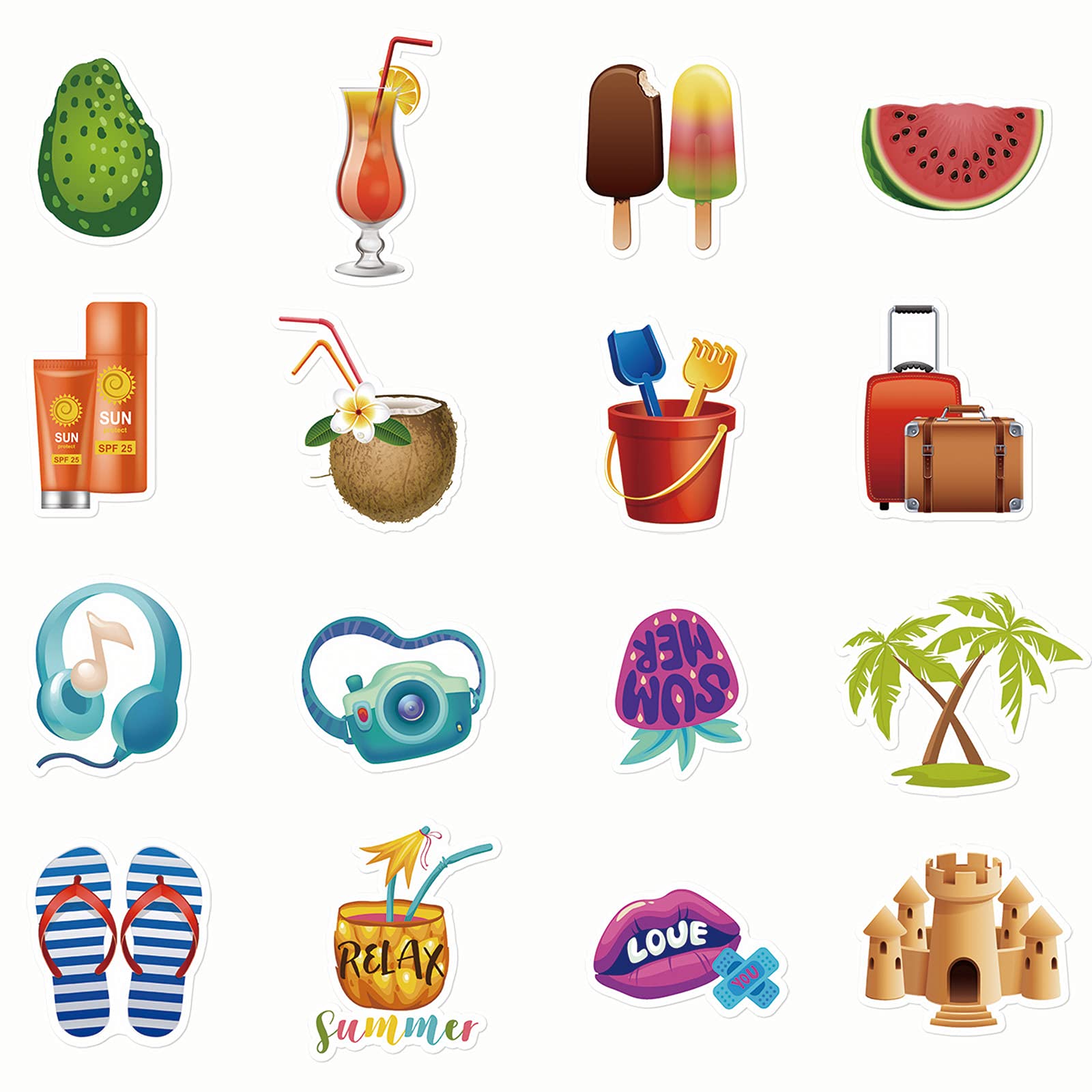 75 PCS Waterproof Summer Stickers for Water Bottles, Laptops, Skateboards & Luggage - Cute Decorative Vinyl Stickers for Kids, Teens & Girls - Perfect for School, Travel & DIY Projects