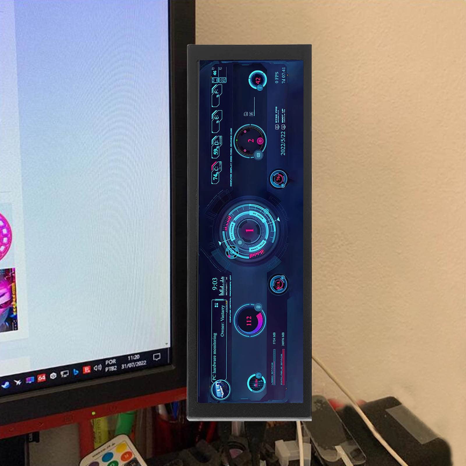7.9 Inch IPS Monitor with Auto Shutoff, USB Powered, Customizable Theme Editor for GPU & PC - Ideal for Gaming, Workstation & DIY PC Builds