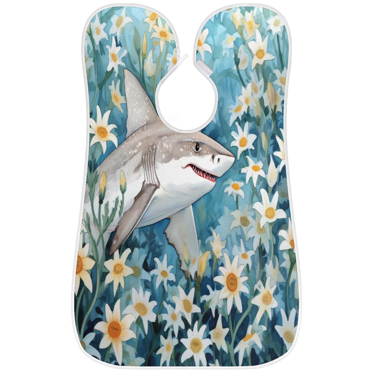 Shark Flower Watercolor Beard Shaving Bib for Men - Waterproof Hair Dye Apron & Barber Cape for Haircut, Beard Trimming & Makeup - Sink Hair Catcher & Styling Tool - Perfect for Home Salon, Barbershop & DIY Hair Coloring
