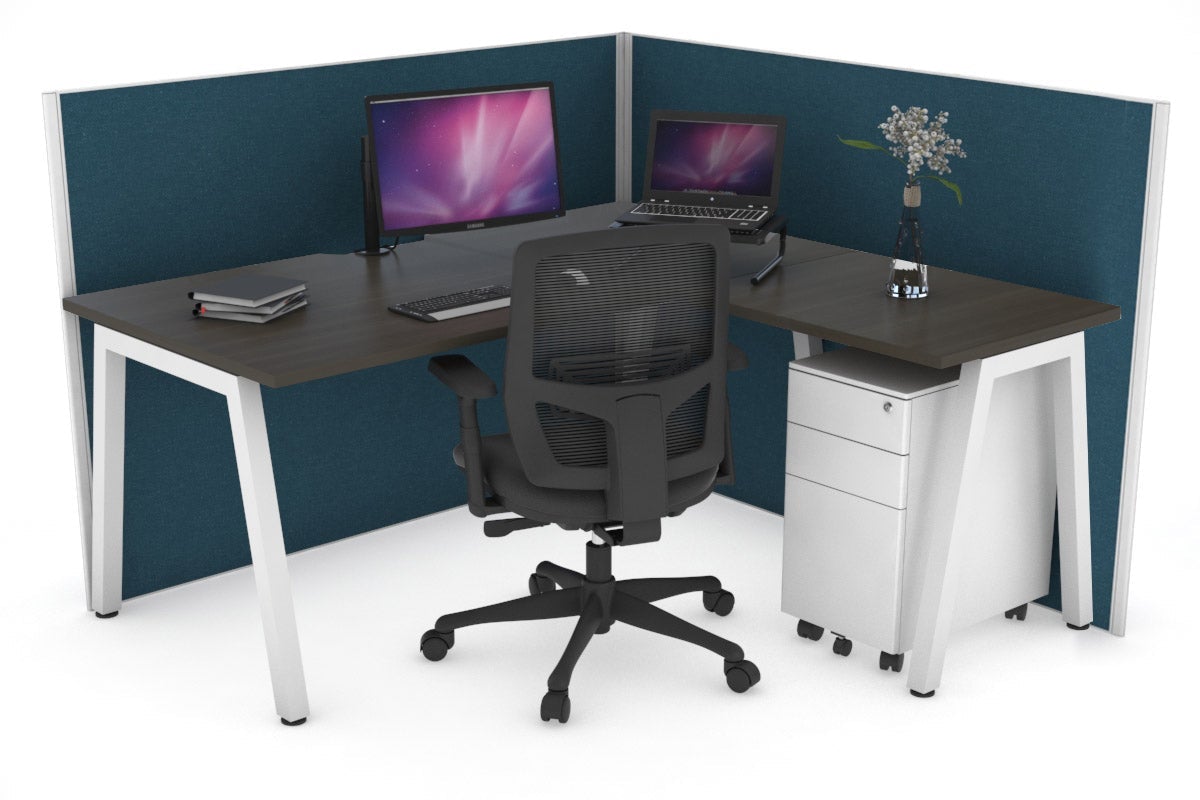 Horizon Quadro A Legs L-Shaped Corner Office Desk - 1600L x 1550W with Cable Management | Modern Home Office & Gaming Desk for Workspace & Study Room