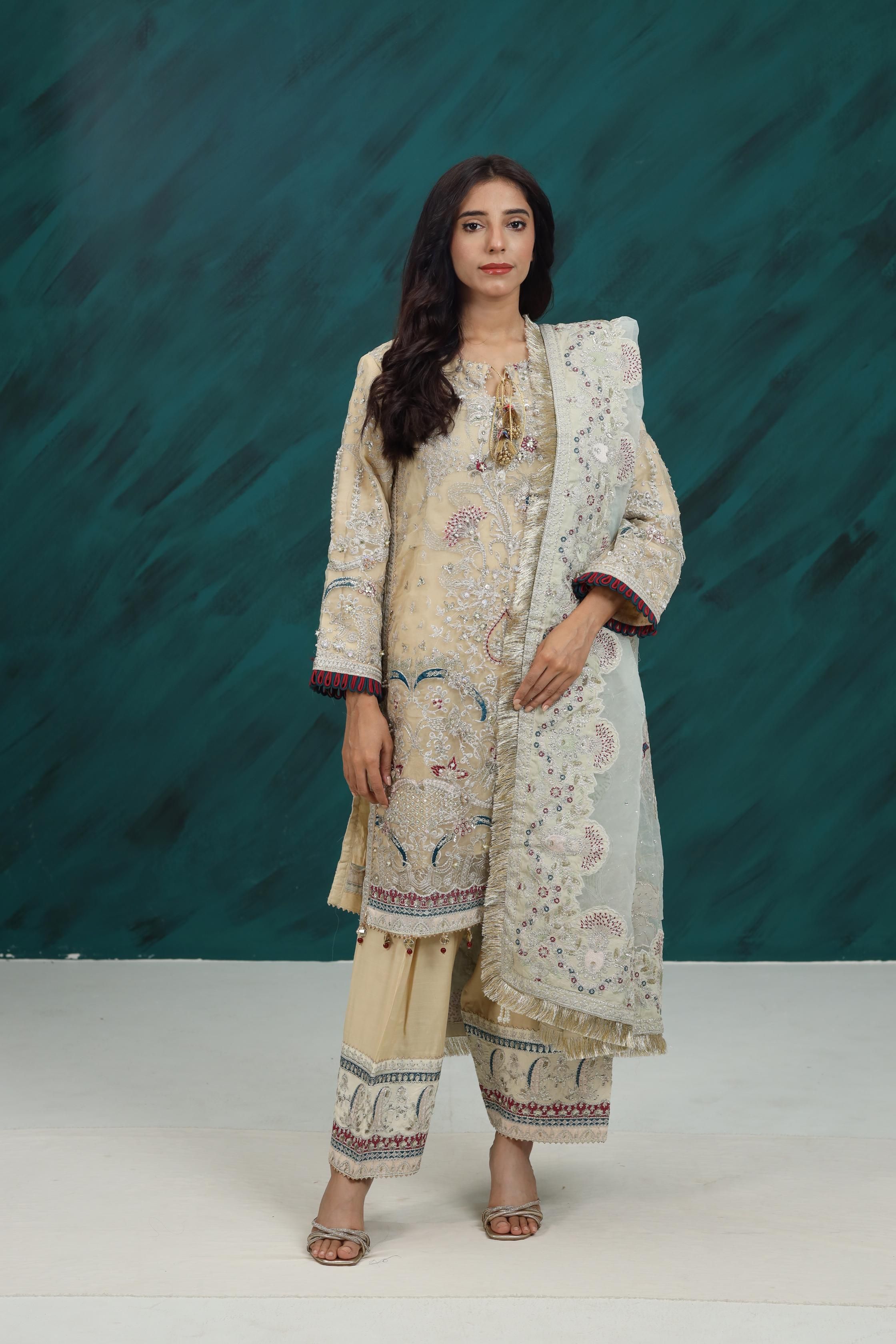Chandni Nureh Jhoomro Stitched Collection - Premium Pakistani Embroidered Party Wear Dresses for Women | Perfect for Weddings, Festivals & Special Occasions