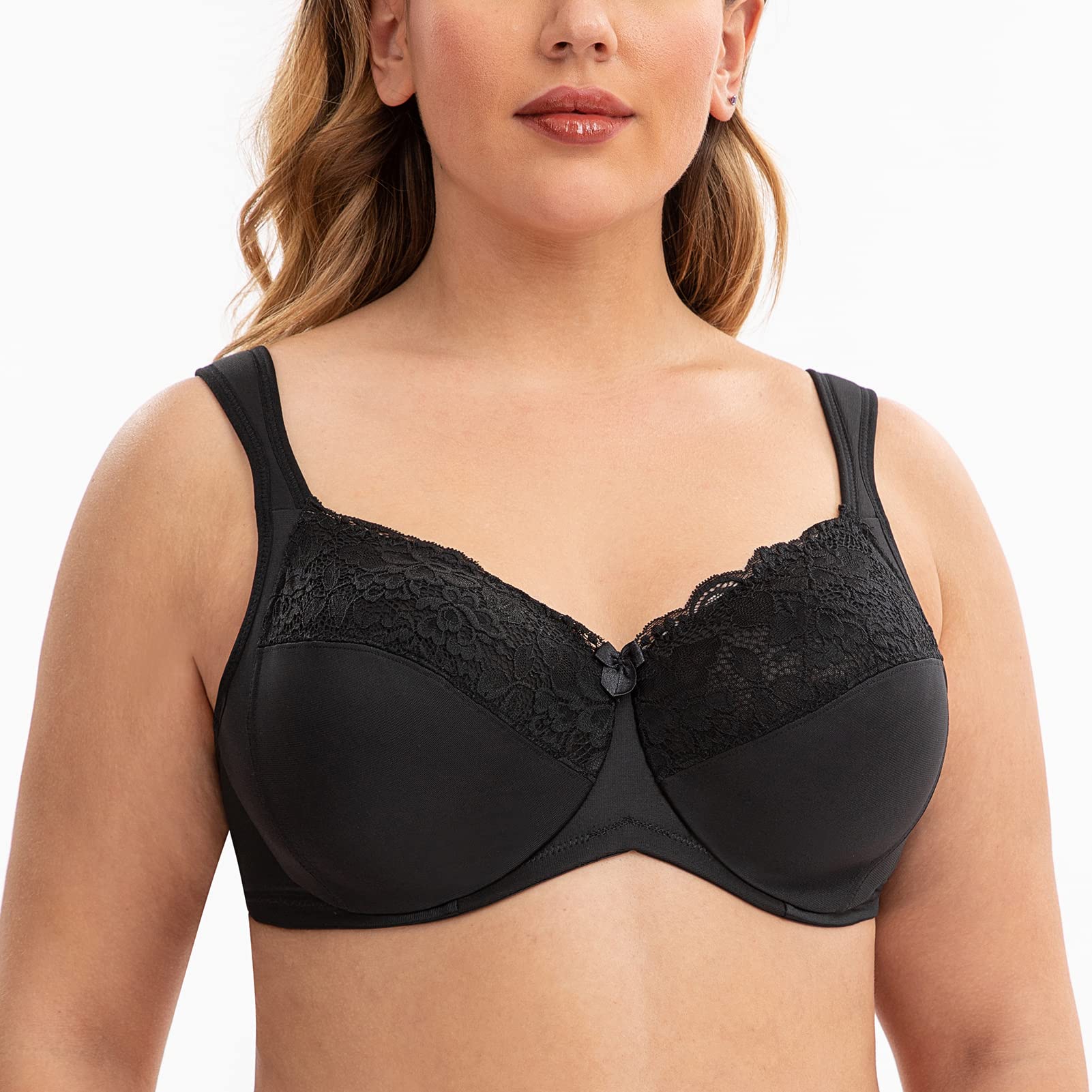 Plus Size Women's Full Coverage Minimizer Bras with Lace & Seamless Underwire - Comfortable Support for Everyday Wear & Special Occasions