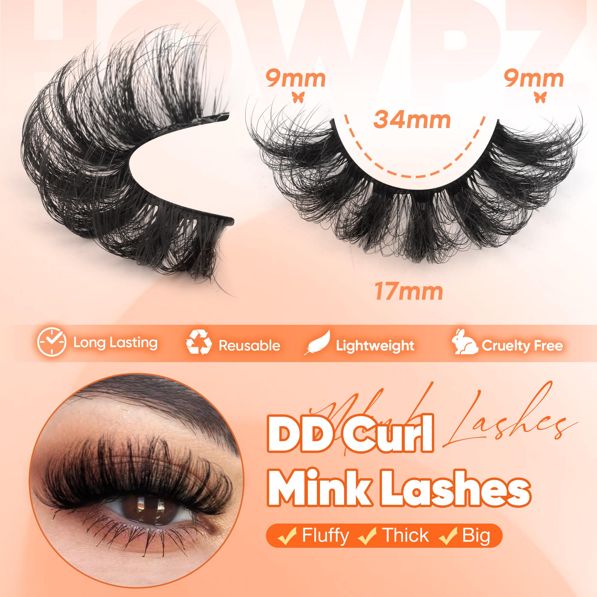 Fluffy 20mm Faux Mink Lashes - 7 Pairs DD Curl Thick Wispy False Eyelashes for Volume & Natural Look | Soft, Reusable Fake Lashes for Daily Wear, Parties & Special Occasions