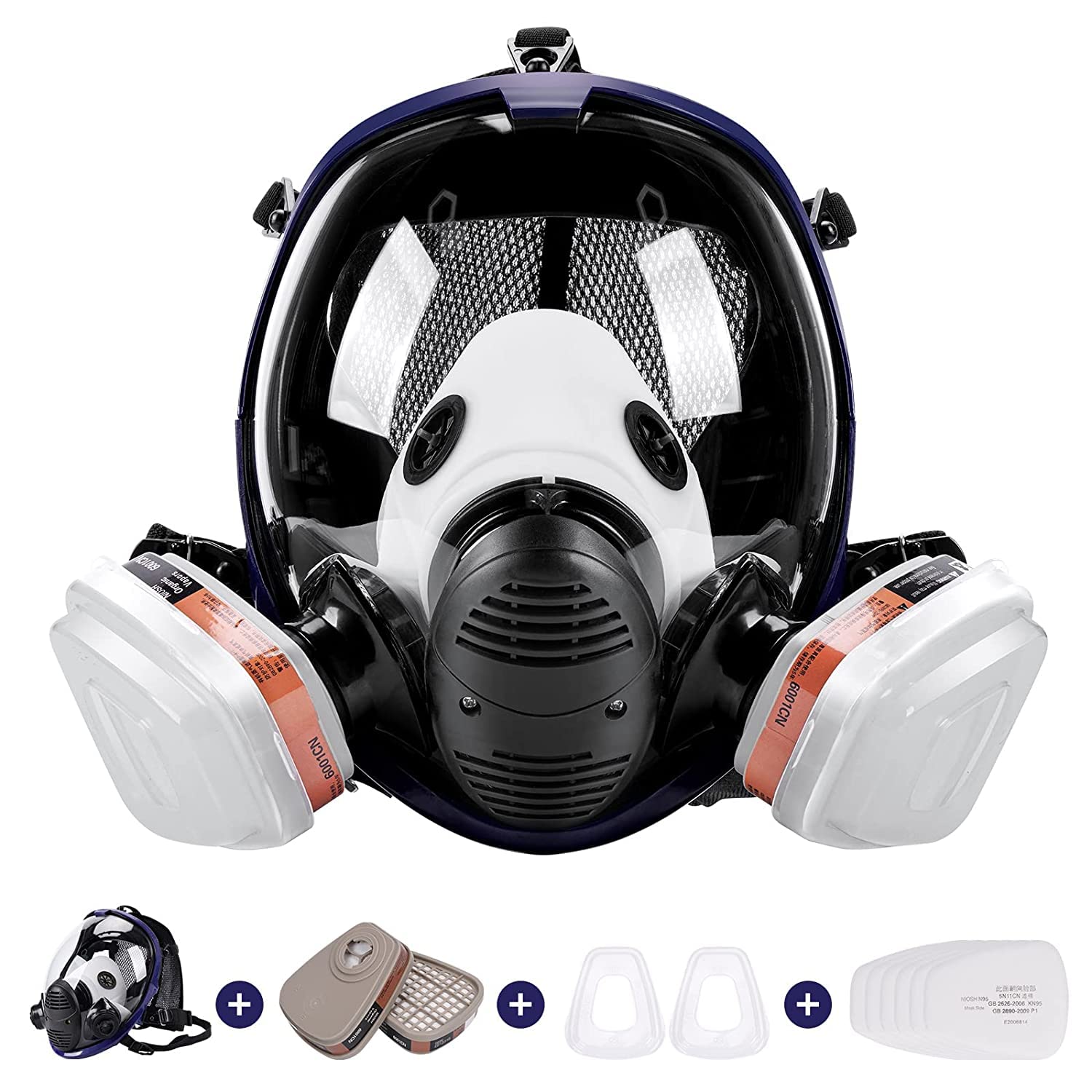 Wytcyic 15-in-1 Full Face Large Size Respirator Mask - Protection Against Organic Gas, Paint Spray, Chemicals & Woodworking - Ideal for Industrial Work, DIY Projects & Safety Protection