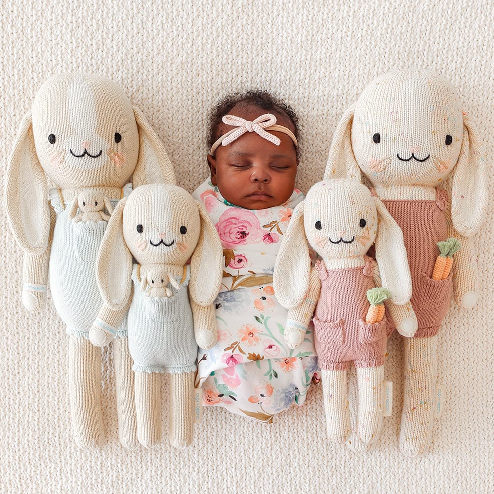 Cuddle+Kind Harper the Bunny (Little) - Organic Cotton Handmade Stuffed Animal Toy for Babies & Kids - Perfect for Cuddling, Gifts, and Nursery Decor