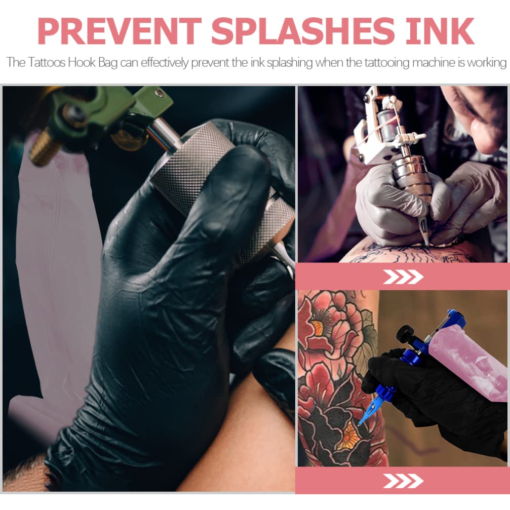 Healeved 100pcs Pink Tattoo Clip Cord Covers - Plastic Sleeves for Tattoo Machine Cartridges | Durable & Hygienic Tattoo Supplies Accessories | Perfect for Tattoo Artists & Studios
