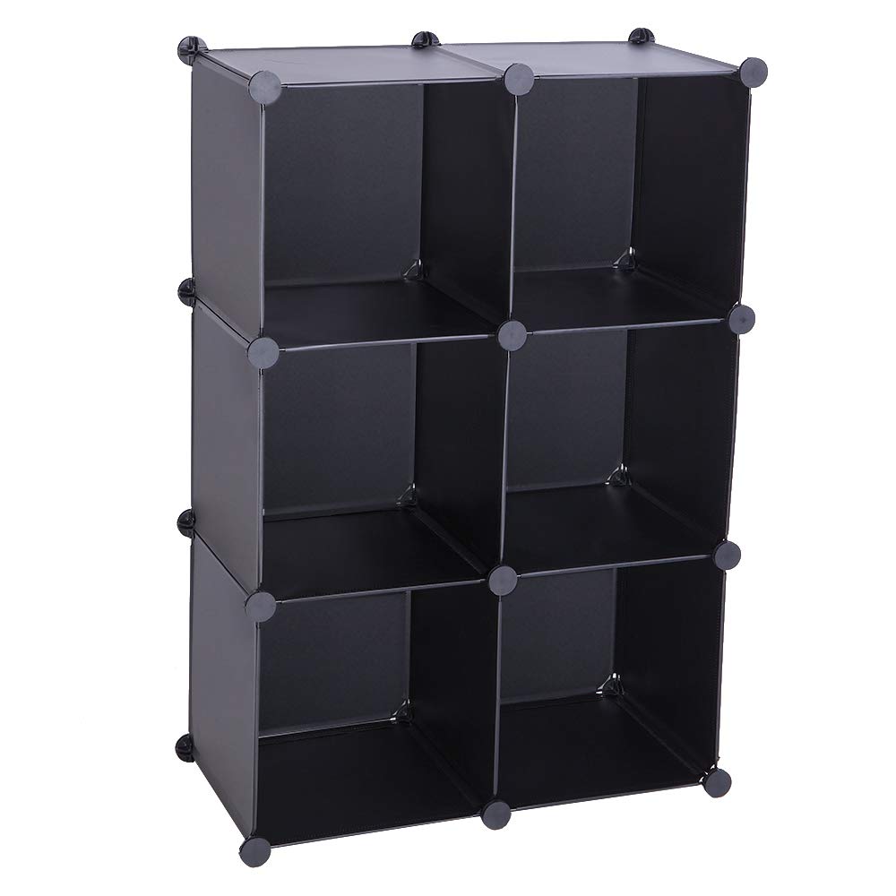 GUOXY 6-Cube Closet Organizer - Black Storage Shelves & DIY Cabinet for Bedroom, Living Room, Office | Space-Saving Home Organization Solution