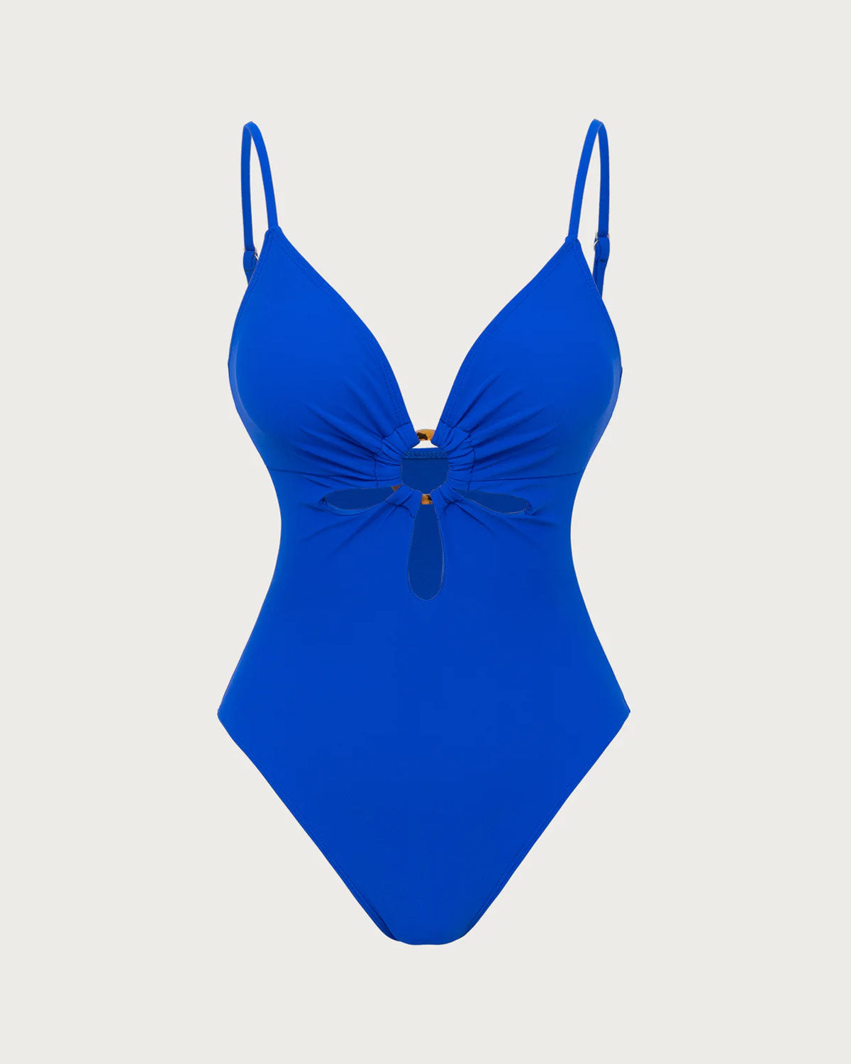 Blue V Neck O Ring One Piece Swimsuit for Women - Sexy High Cut Bathing Suit with Adjustable Straps | Perfect for Beach, Pool & Summer Vacations