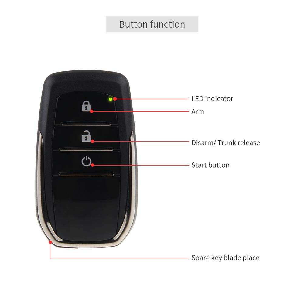 EASYGUARD EC009-T2 PKE Smart Car Alarm System - Keyless Entry, Remote Start, Push Button Ignition & Vibration Sensor | Universal Vehicle Security for Parking, Night Driving & Theft Protection