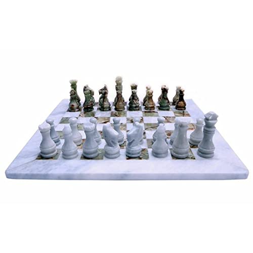 Premium Handmade White & Green Onyx Marble Chess Set - Luxury Board Game for Adults & Home Decor - Unique Gift for Chess Lovers - Perfect for Game Nights, Office Decor & Collector's Display