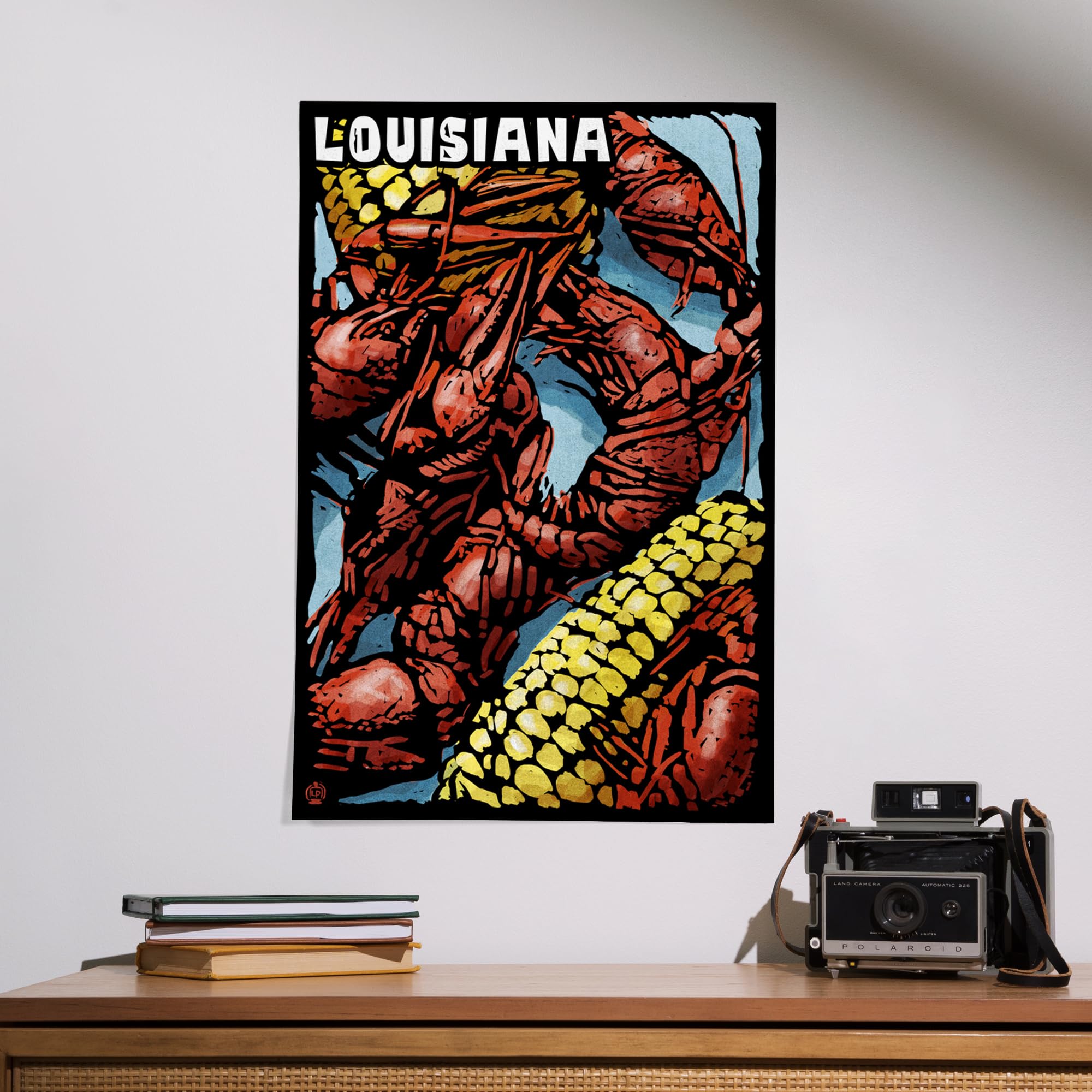 Lantern Press 16x24 Inch Giclee Print - Louisiana Crawfish Scratchboard Art | Wall Decor for Living Room, Bedroom & Office