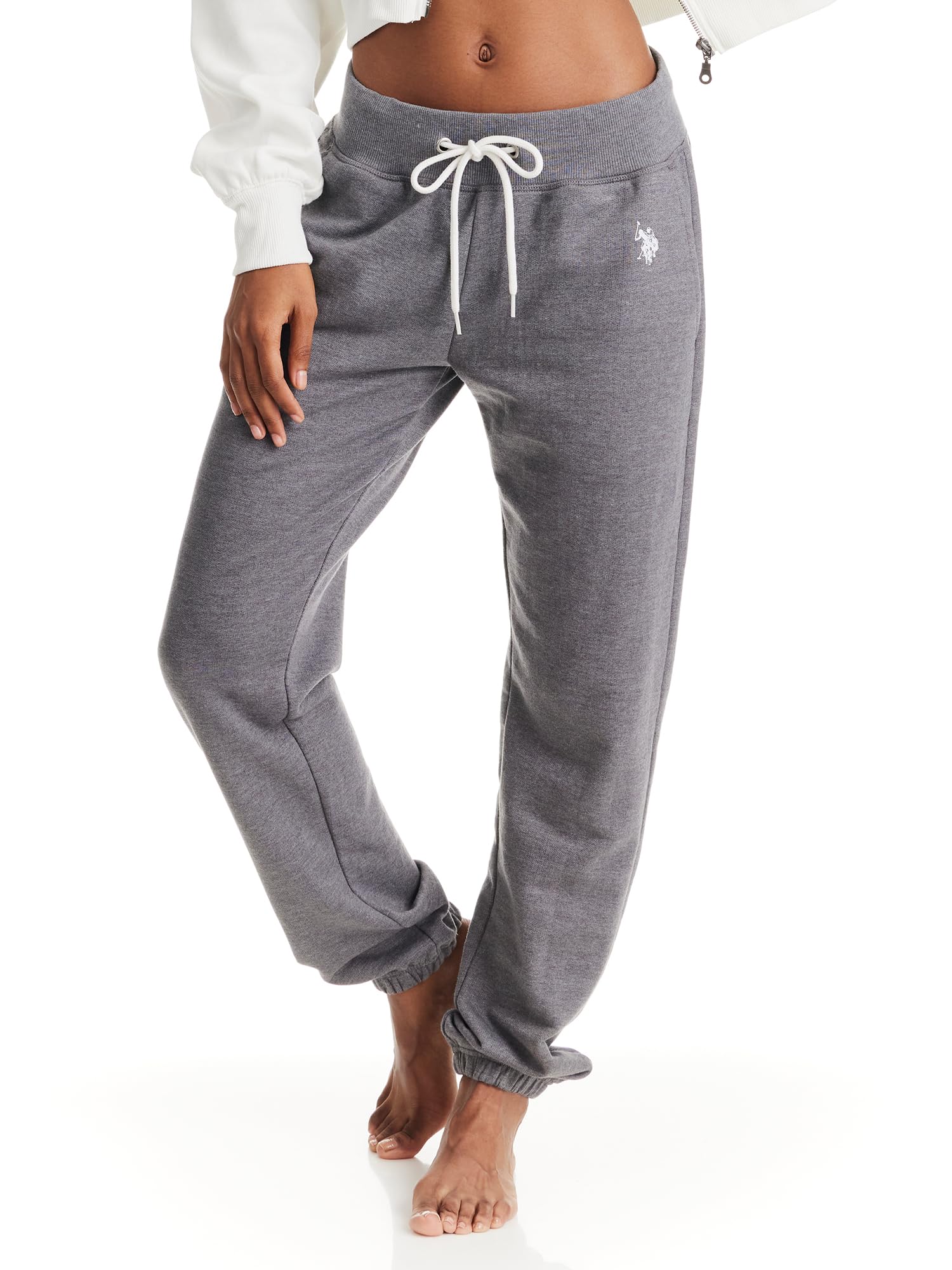 U.S. Polo Assn. Women's Sweatpants with Pockets - French Terry Joggers & Wide Leg Lounge Pants for Casual Wear, Yoga, and Home Comfort