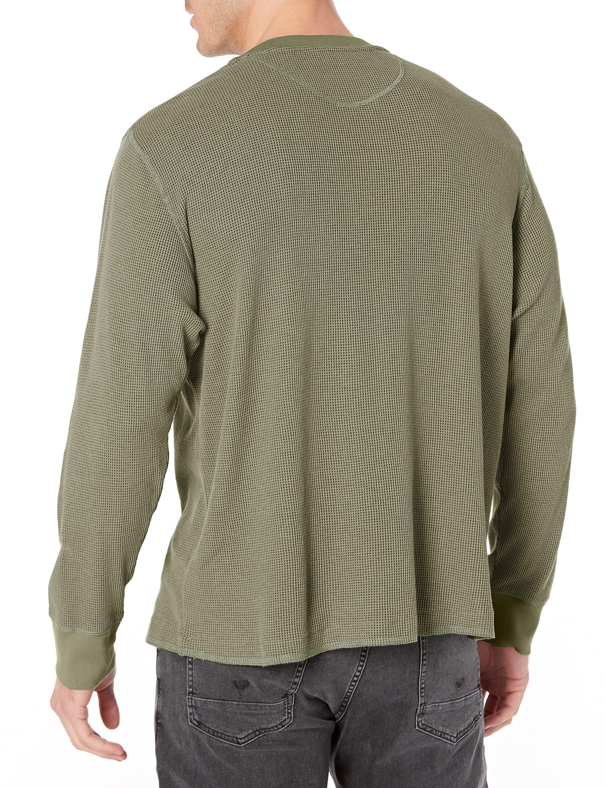 Wrangler Authentics Men's Long Sleeve Waffle Henley Shirt - Soft Thermal Cotton Top for Casual Wear, Outdoor Activities & Layering in Cold Weather