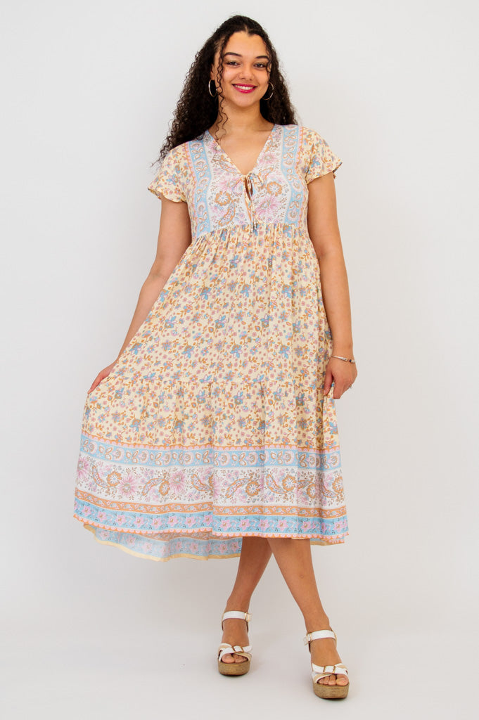 Julie Dress in Taupali - Elegant Women's Casual Dress for Summer, Office, and Date Night | Soft and Comfortable Fabric