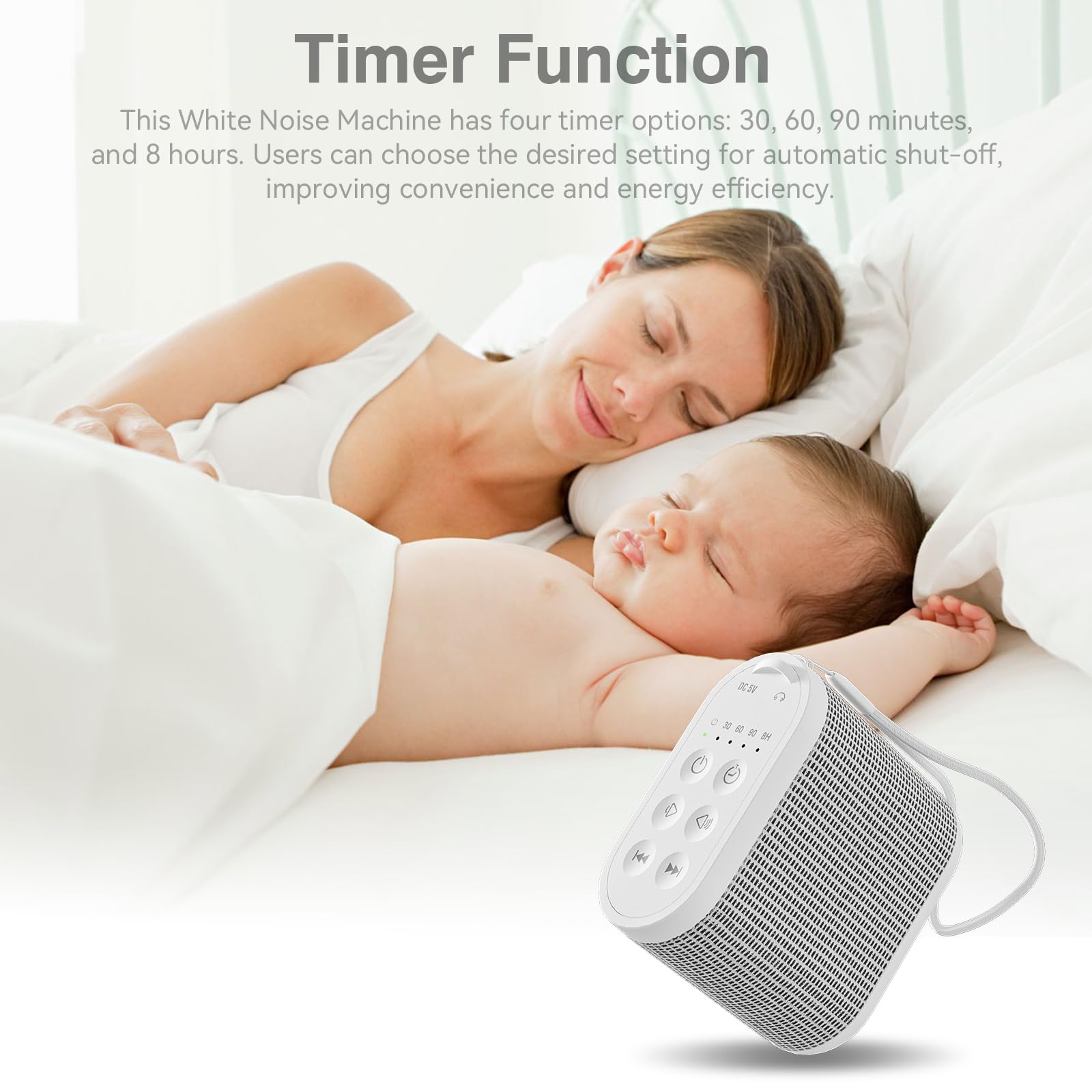 Welldiea Portable White Noise Machine with 21 Soothing Sleep Sounds, Timer & Memory Function, USB-C Rechargeable - Perfect for Home, Office, Travel, Baby & Adults (White) | Sleep Aid, Meditation & Relaxation Companion