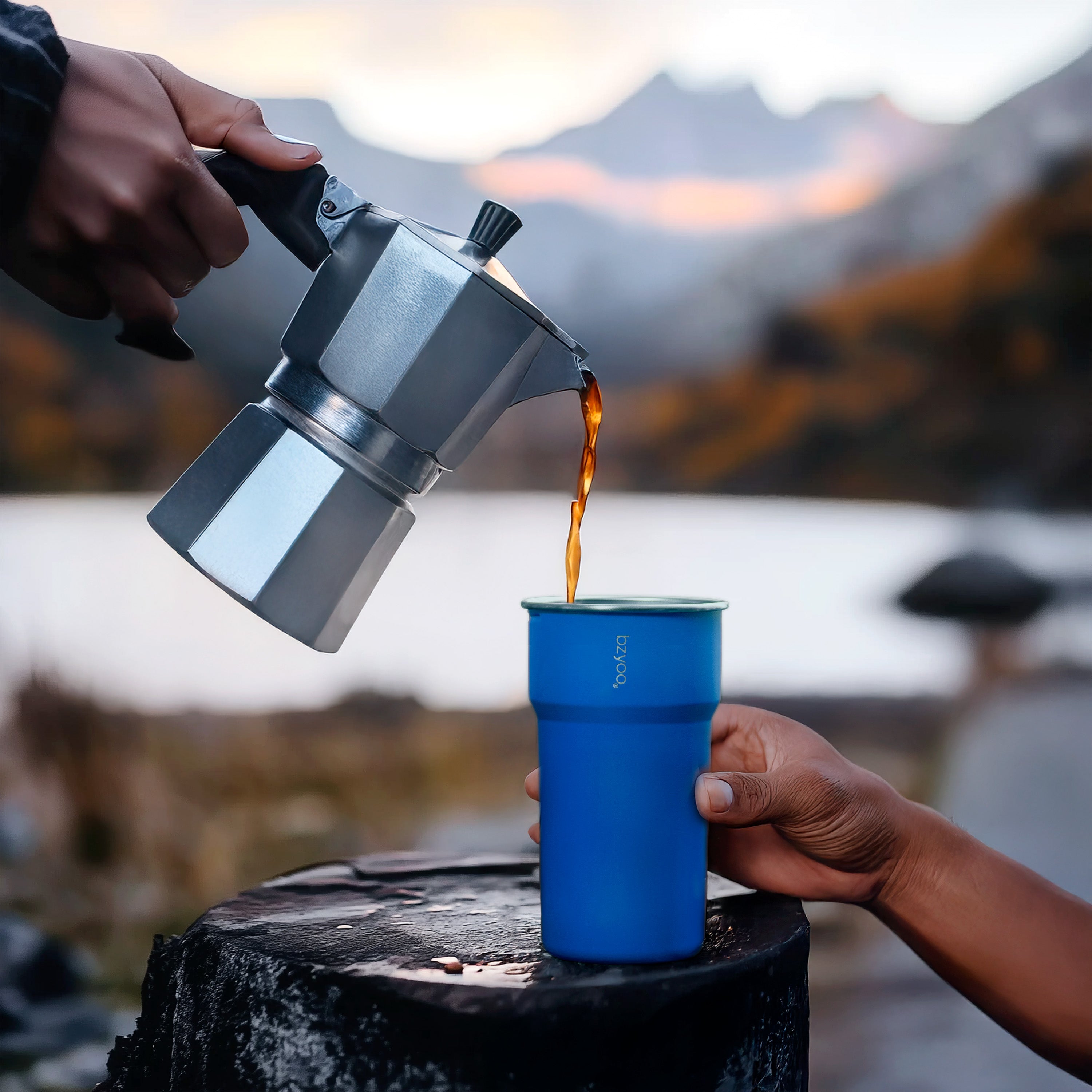 Premium Stainless Steel Camping Cup Set with Hook - 3-Piece Nesting Design, Lightweight & Durable, Perfect for Backpacking, Hiking, and Outdoor Adventures (Blue)