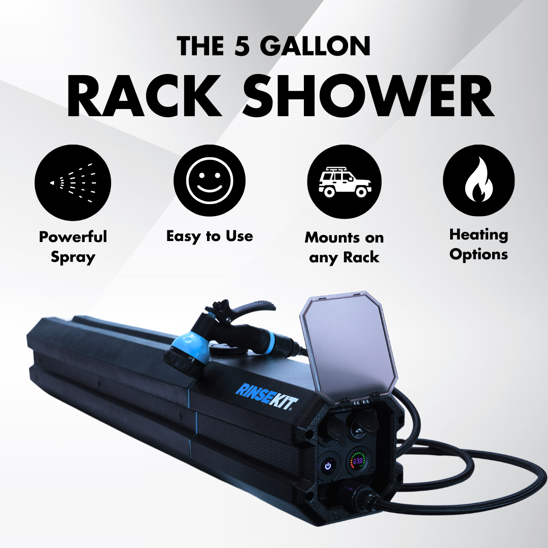 5 Gallon Portable RinseKit Rack Shower - Outdoor Camping, Beach, Sports Gear Cleaning - Limited Stock Available