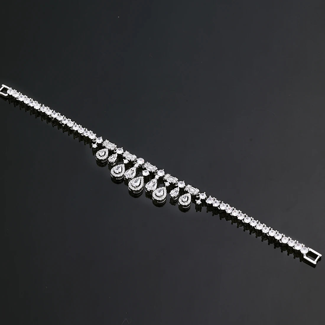 4 Piece Cubic Zirconia Bridal Wedding Jewelry Set with Crystal Accents - Elegant Necklace, Earrings, Bracelet & Ring for Brides, Bridesmaids & Formal Occasions
